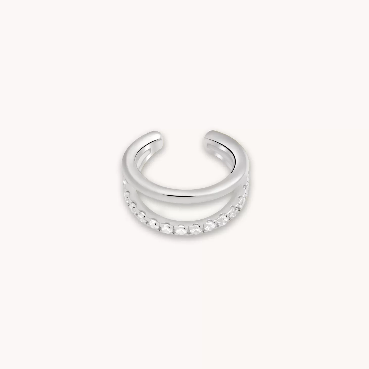 Astrid & Miyu Illusion Crystal Ear Cuff In Silver Rhodium Plated Sterling Silver Online
