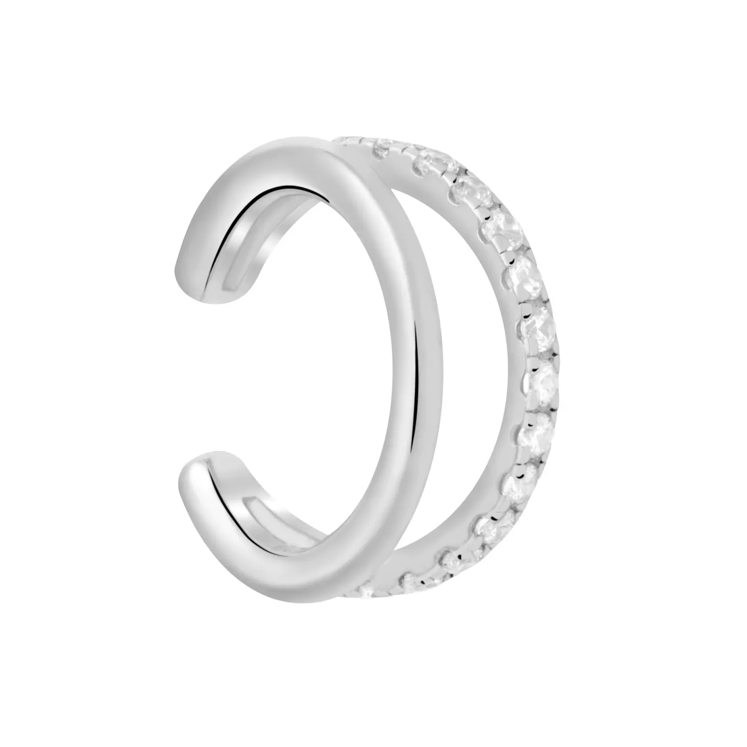 Astrid & Miyu Illusion Crystal Ear Cuff In Silver Rhodium Plated Sterling Silver Online