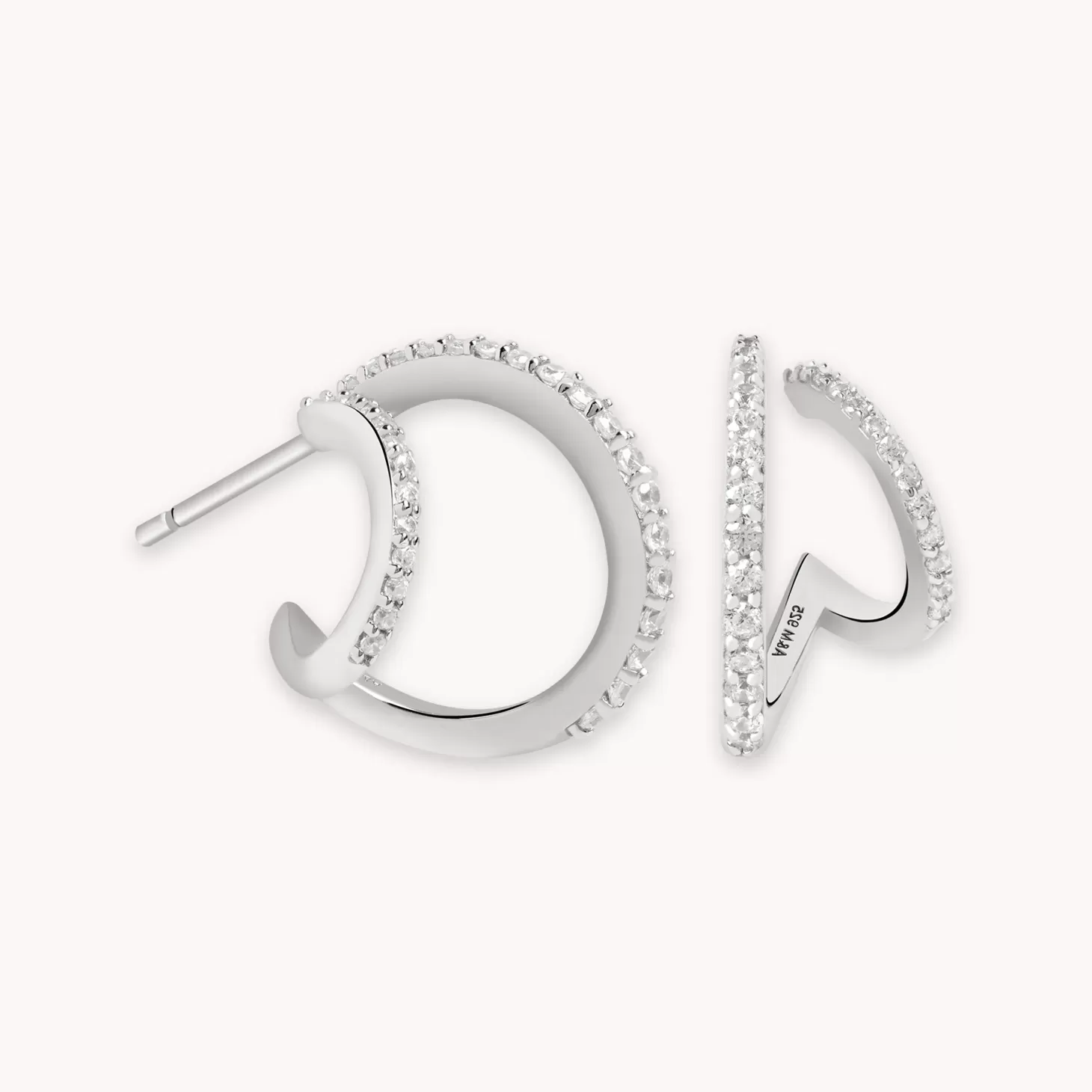 Astrid & Miyu Illusion Crystal Hoops In Silver Rhodium Plated Sterling Silver Cheap