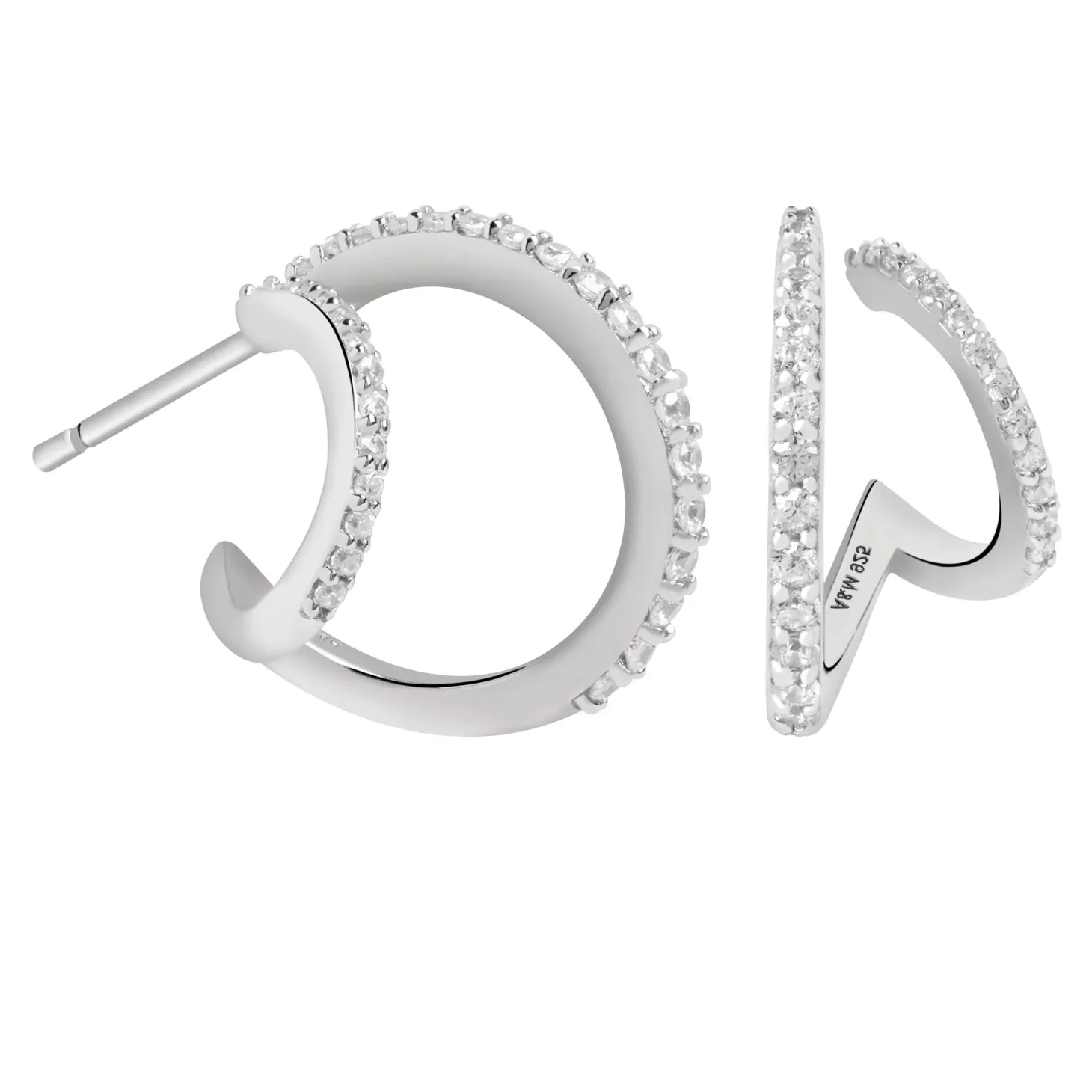 Astrid & Miyu Illusion Crystal Hoops In Silver Rhodium Plated Sterling Silver Cheap