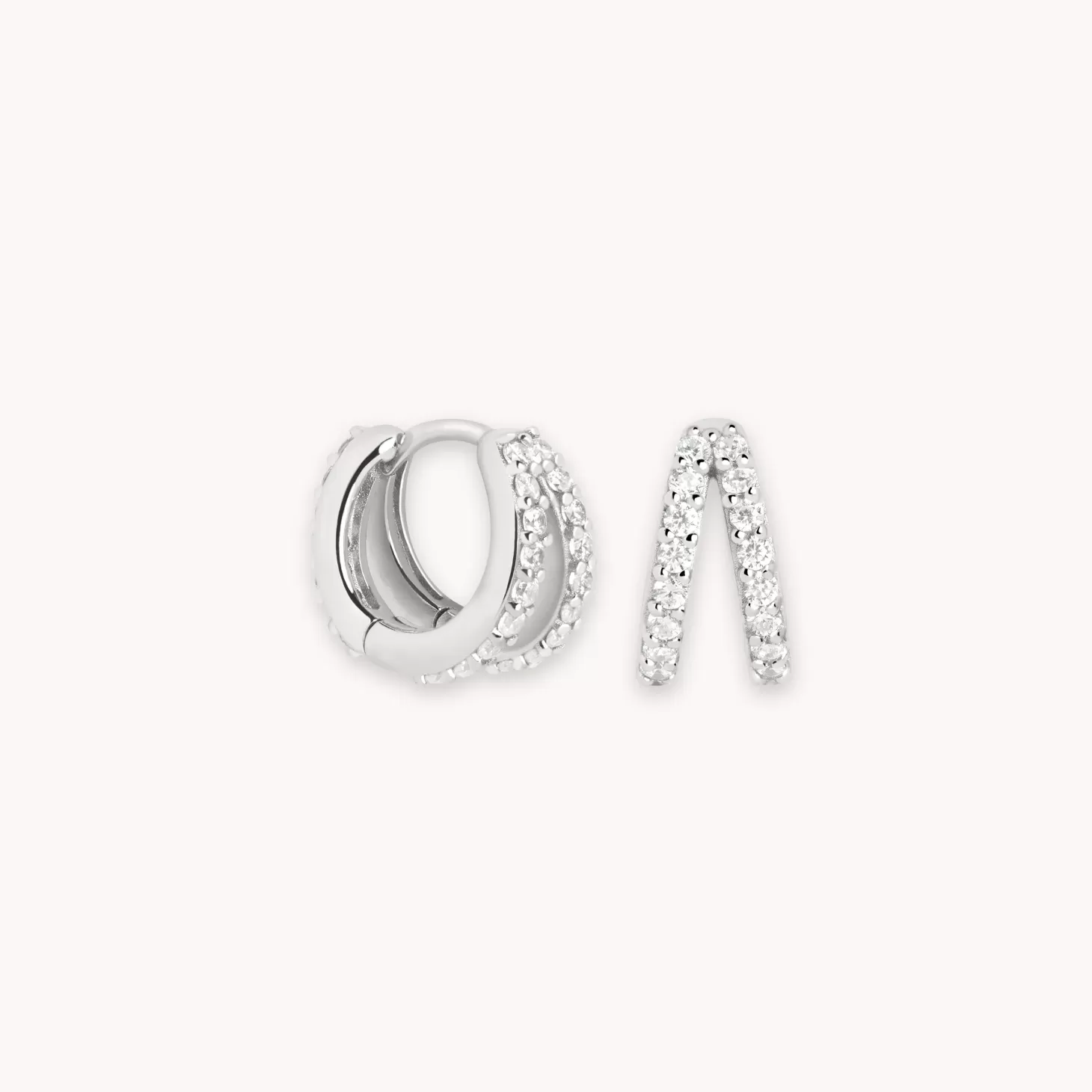 Astrid & Miyu Illusion Crystal Huggies In Silver Rhodium Plated Sterling Silver Fashion