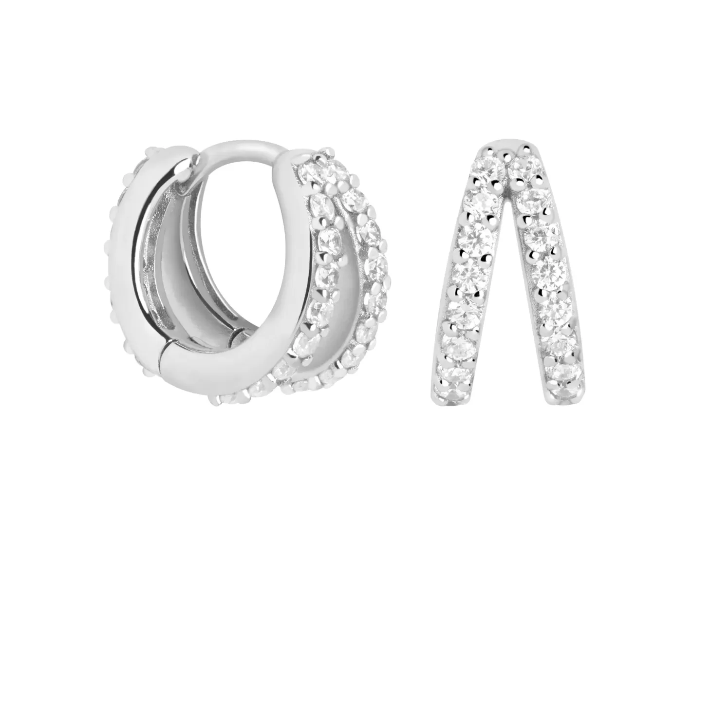 Astrid & Miyu Illusion Crystal Huggies In Silver Rhodium Plated Sterling Silver Fashion