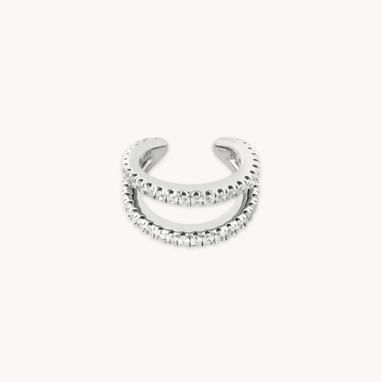 Astrid & Miyu Illusion Double Crystal Ear Cuff In Silver Rhodium Plated Sterling Silver Discount