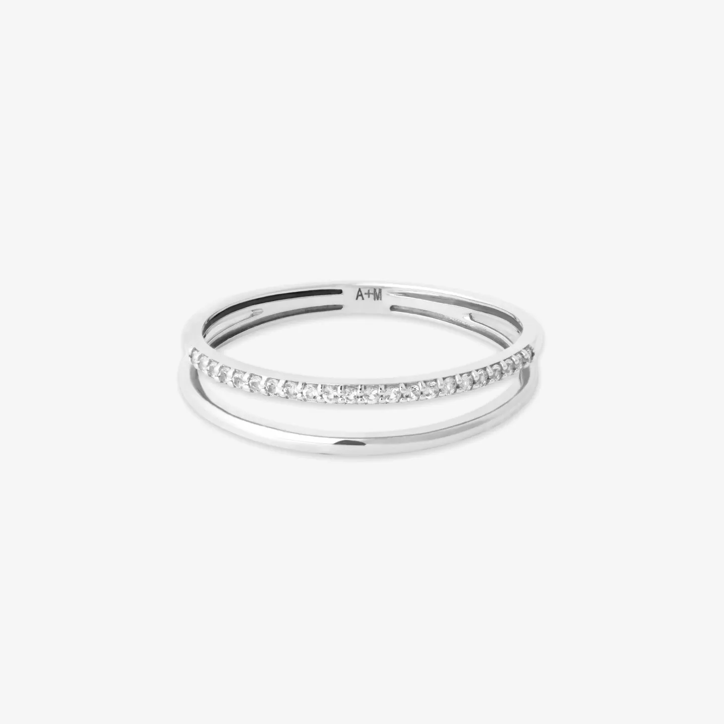 Astrid & Miyu Illusion Topaz Band Ring In Solid White Gold 9K White Gold Hot