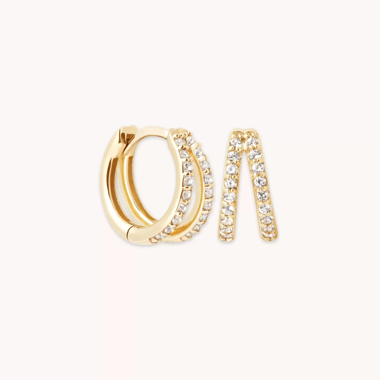 Astrid & Miyu Illusion Topaz Huggies In Solid Gold 9K Gold Sale