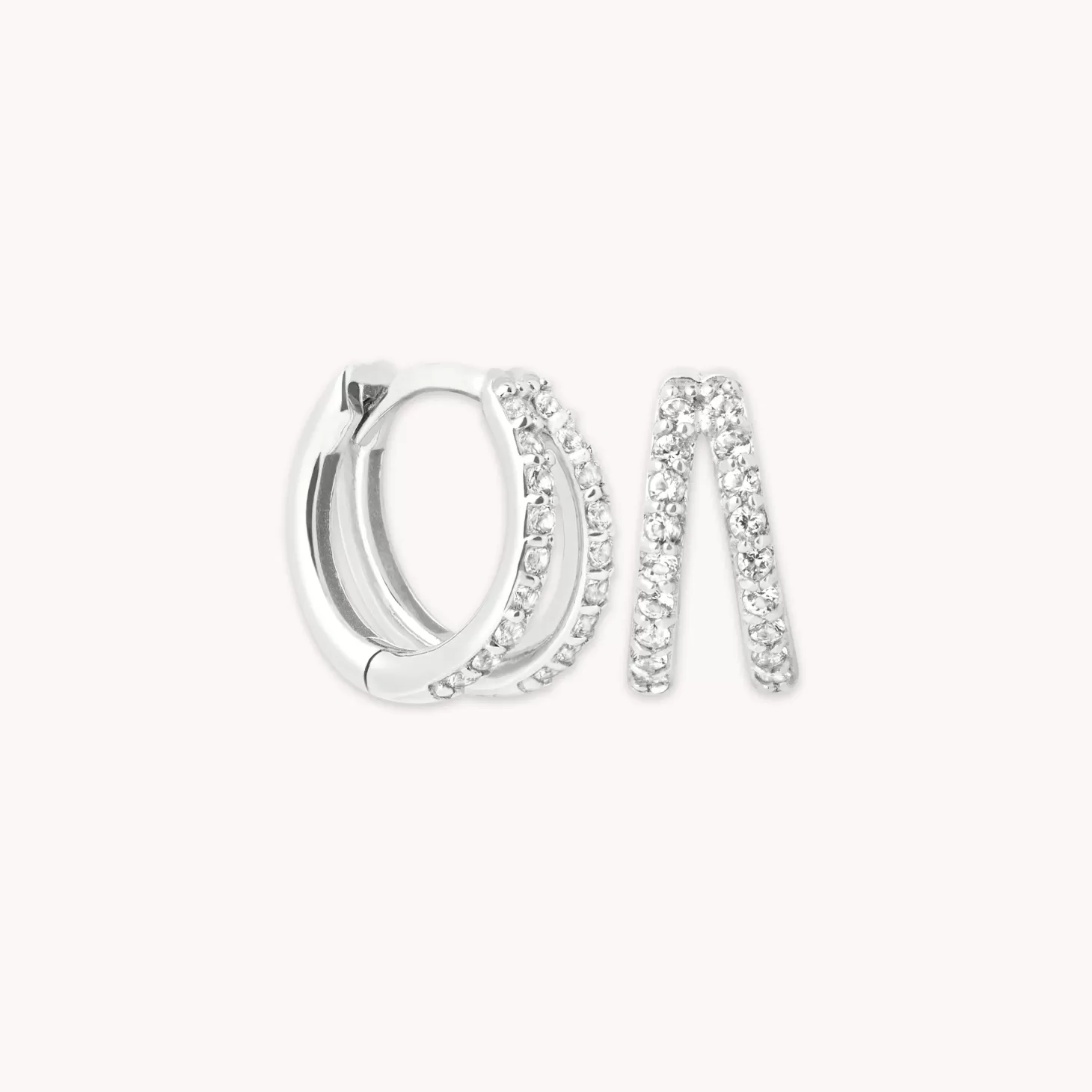 Astrid & Miyu Illusion Topaz Huggies In Solid White Gold 9K White Gold Flash Sale