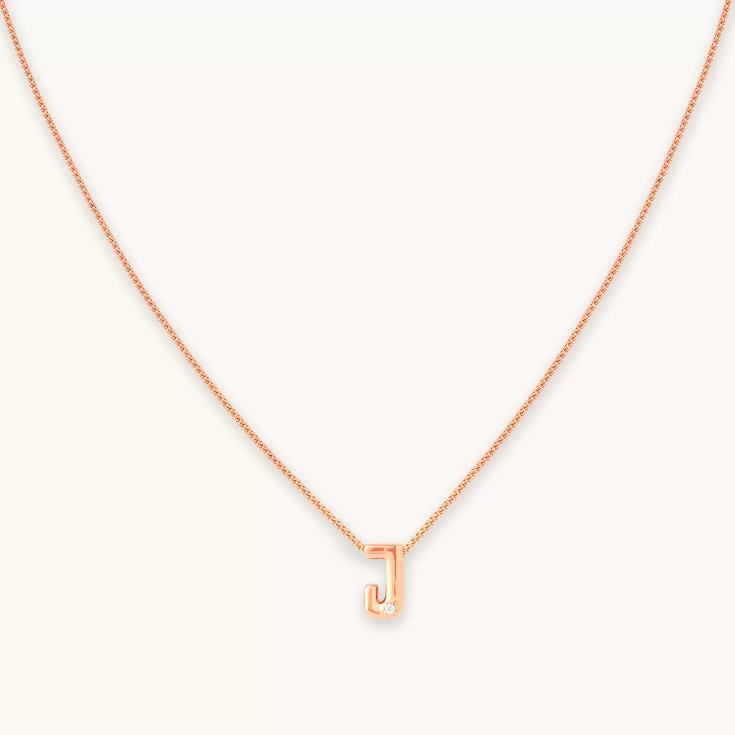 Astrid & Miyu J Initial Pendant Necklace In Rose Gold 18K Rose Gold Plated Sterling Silver Fashion