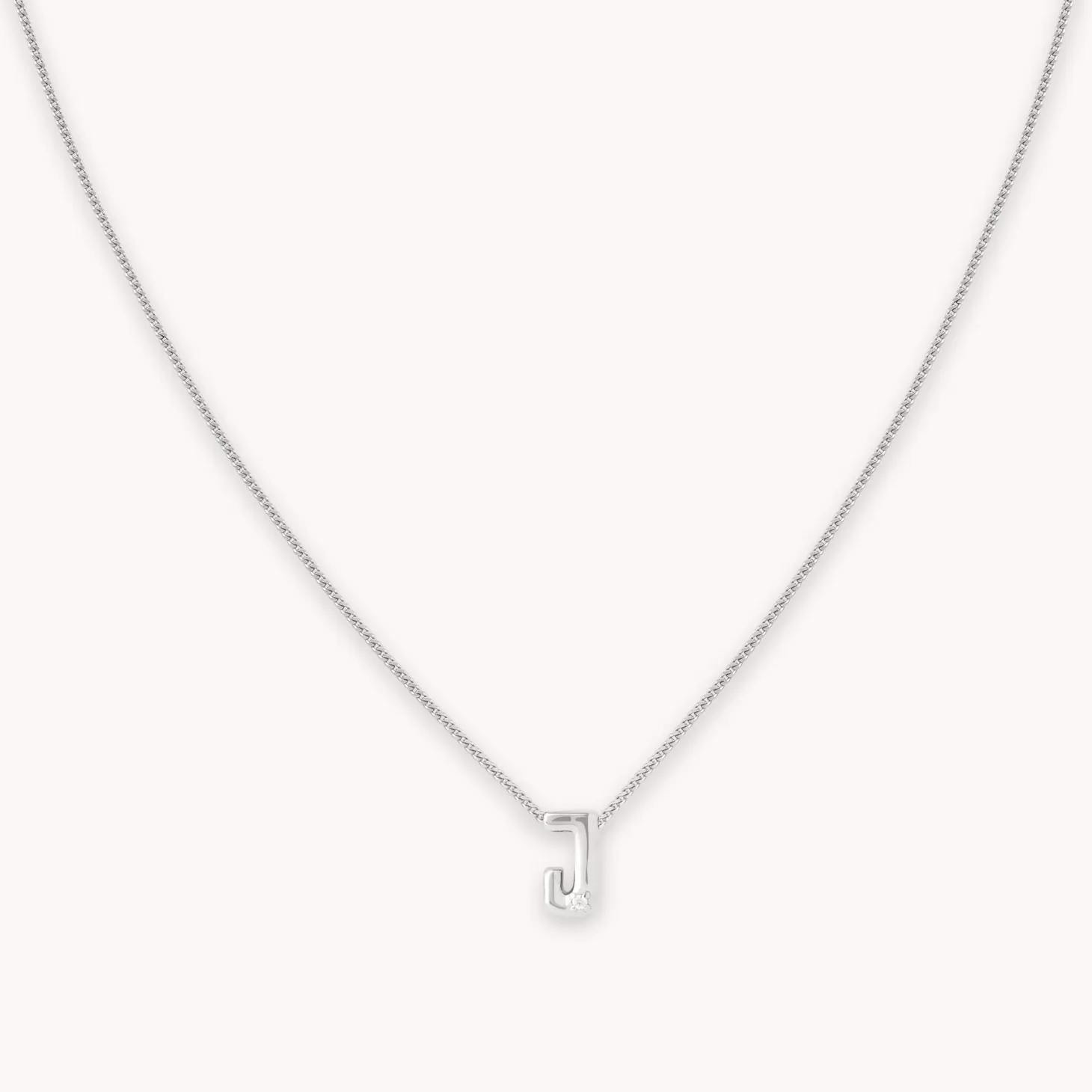 Astrid & Miyu J Initial Pendant Necklace In Silver Rhodium Plated Sterling Silver Cheap