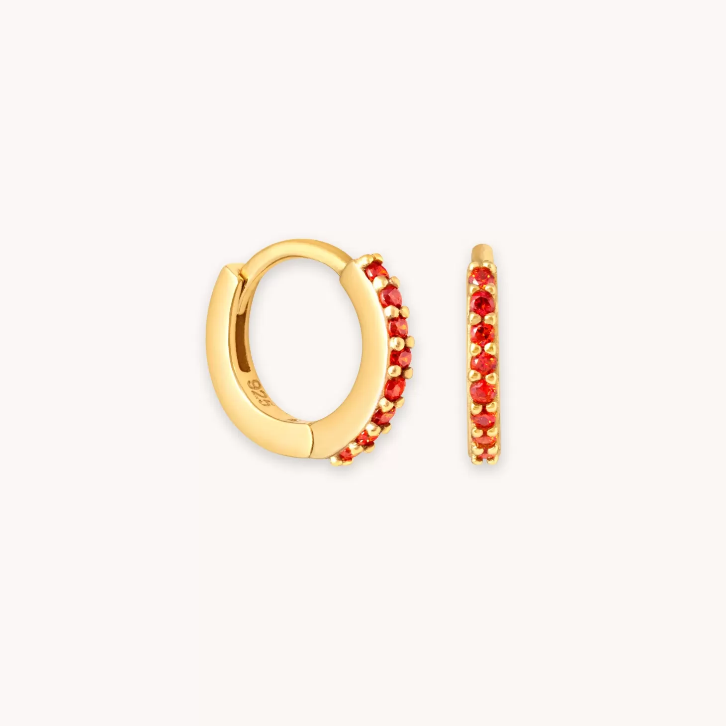 Astrid & Miyu January Birthstone Huggies In Gold With Garnet Cz 18K Gold Plated Sterling Silver Discount