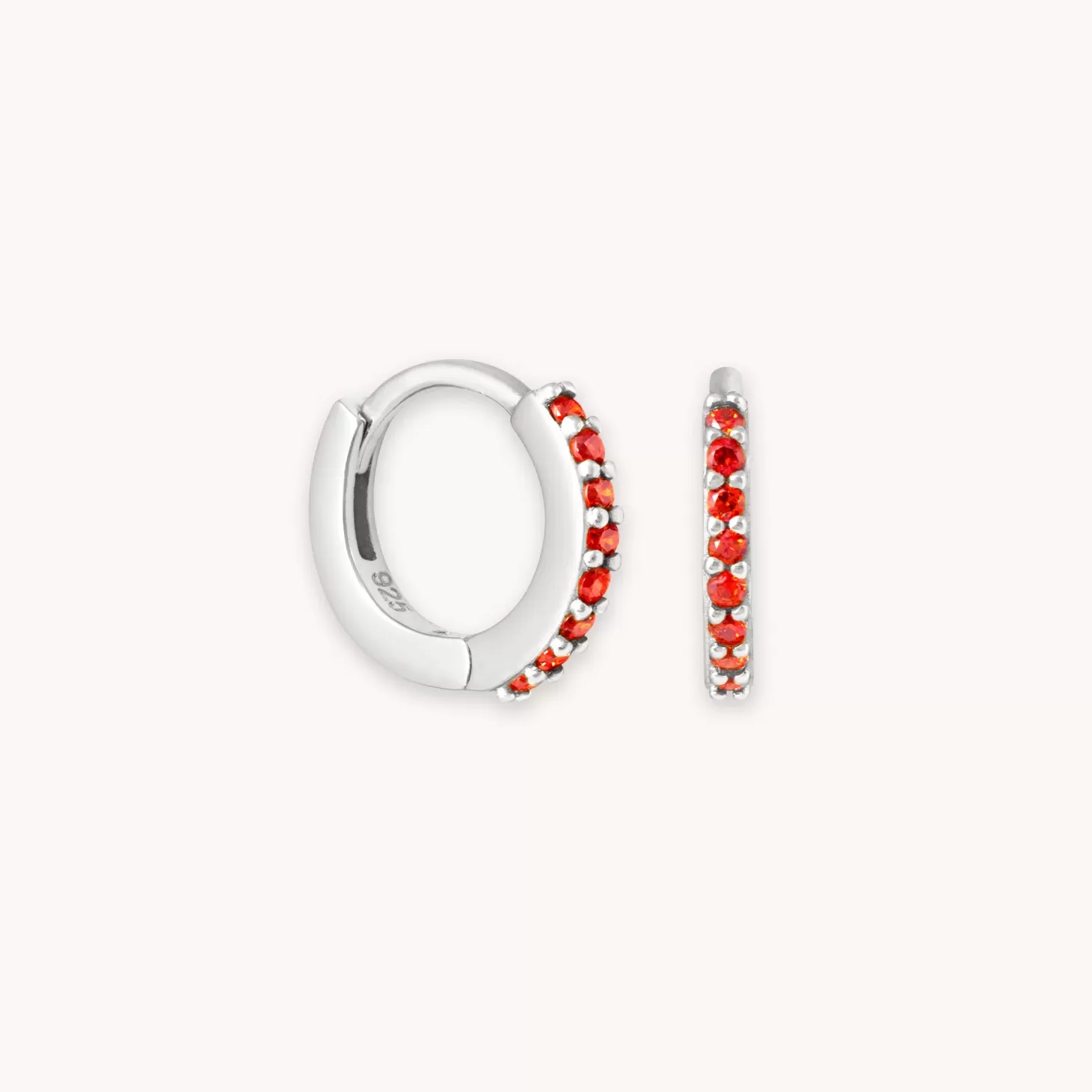 Astrid & Miyu January Birthstone Huggies In Silver With Garnet Cz Rhodium Plated Sterling Silver Online