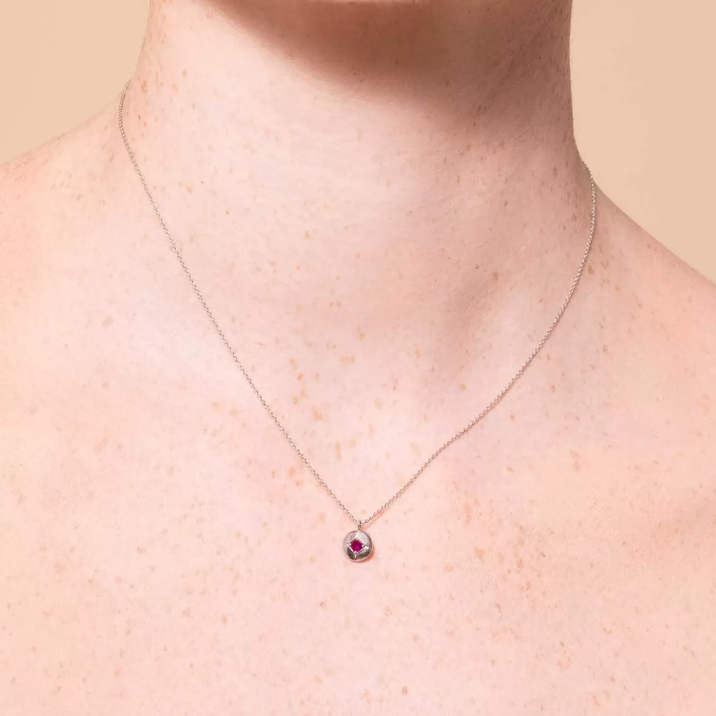 Astrid & Miyu July Birthstone Necklace In Solid White Gold 14K White Gold Hot