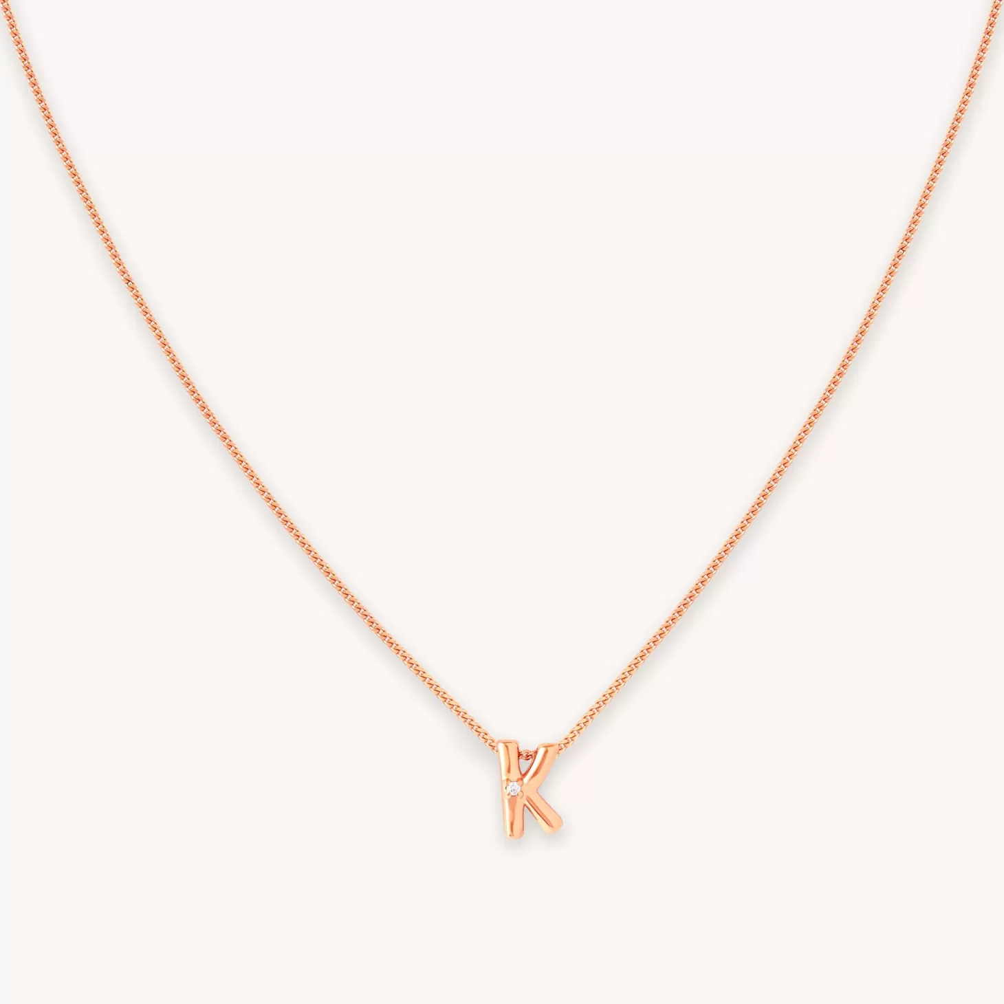 Astrid & Miyu K Initial Pendant Necklace In Rose Gold 18K Rose Gold Plated Sterling Silver New