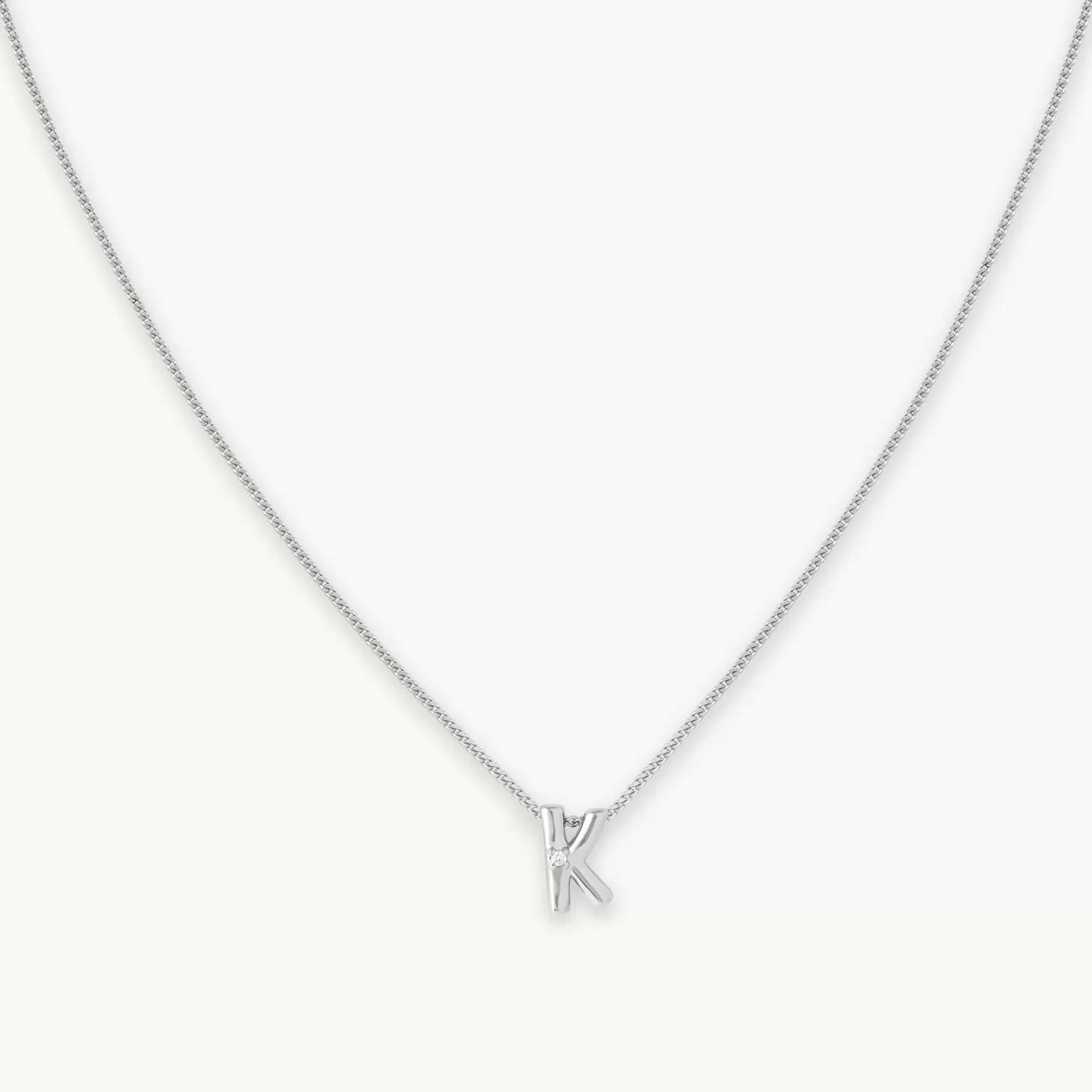 Astrid & Miyu K Initial Pendant Necklace In Silver Rhodium Plated Sterling Silver Discount