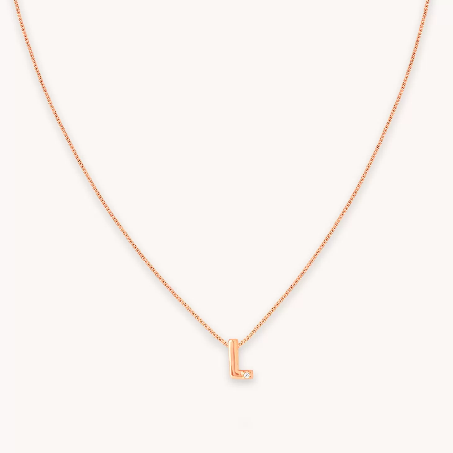 Astrid & Miyu L Initial Pendant Necklace In Rose Gold 18K Rose Gold Plated Sterling Silver Clearance
