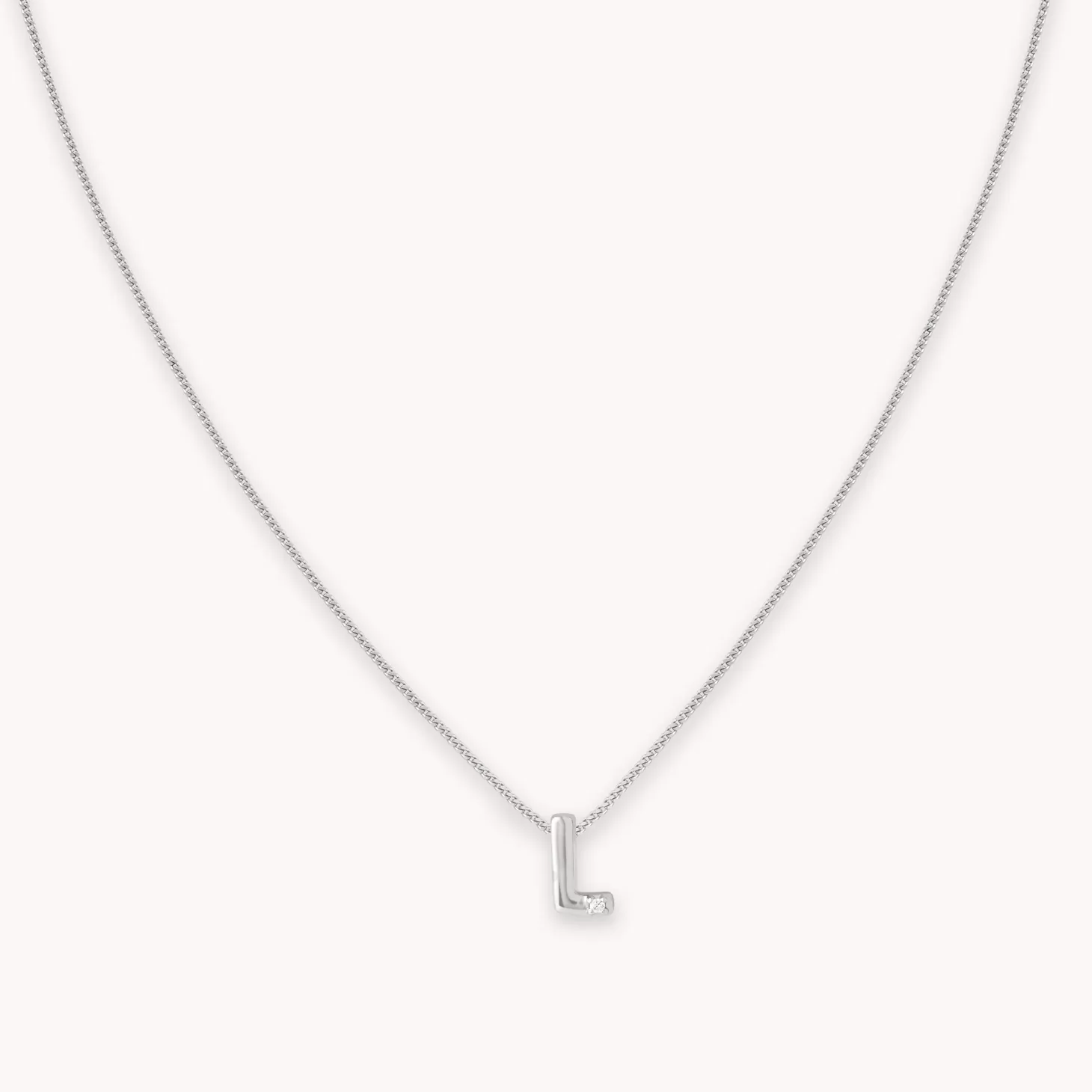 Astrid & Miyu L Initial Pendant Necklace In Silver Rhodium Plated Sterling Silver Online