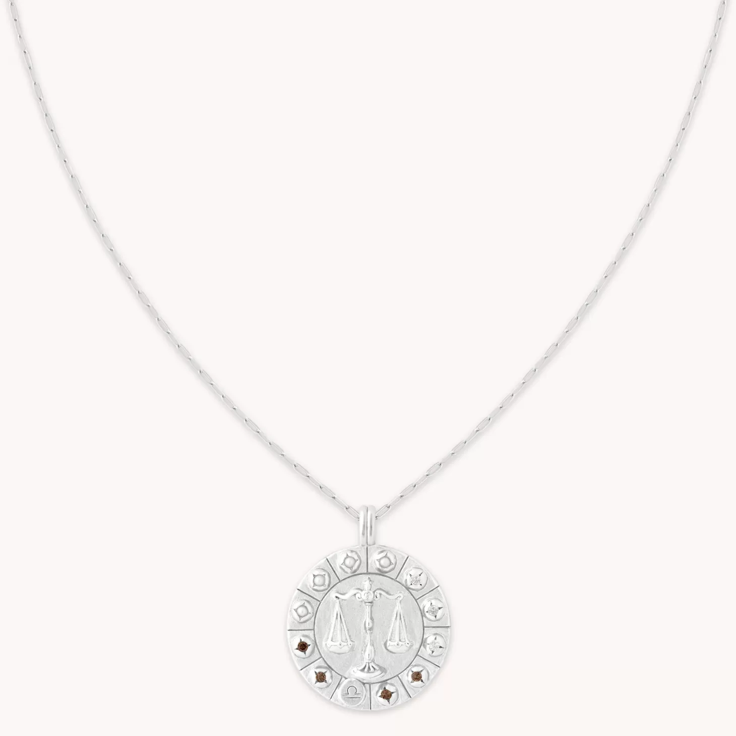 Astrid & Miyu Libra Bold Zodiac Pendant Necklace In Silver Rhodium Plated Sterling Silver Cheap