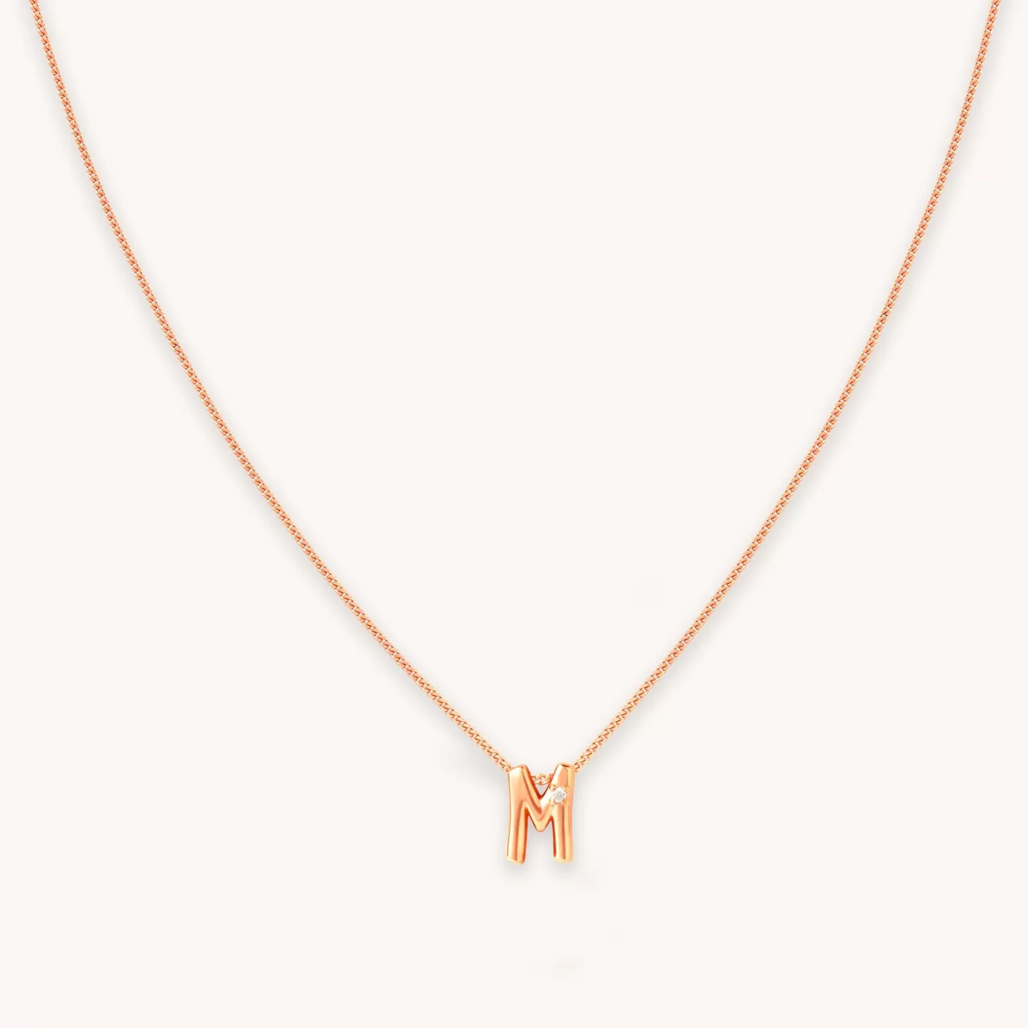 Astrid & Miyu M Initial Pendant Necklace In Rose Gold 18K Rose Gold Plated Sterling Silver Flash Sale