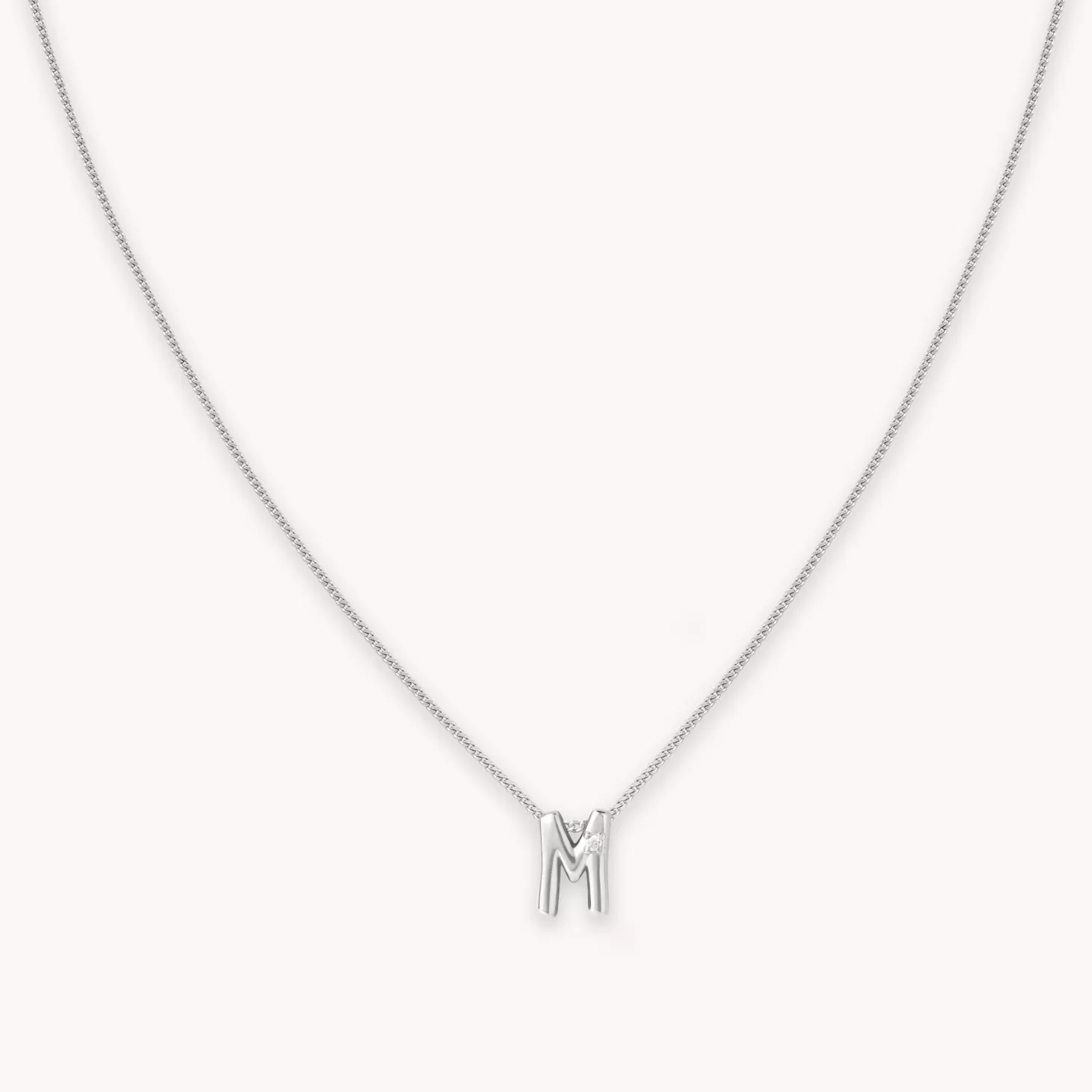 Astrid & Miyu M Initial Pendant Necklace In Silver Rhodium Plated Sterling Silver Flash Sale