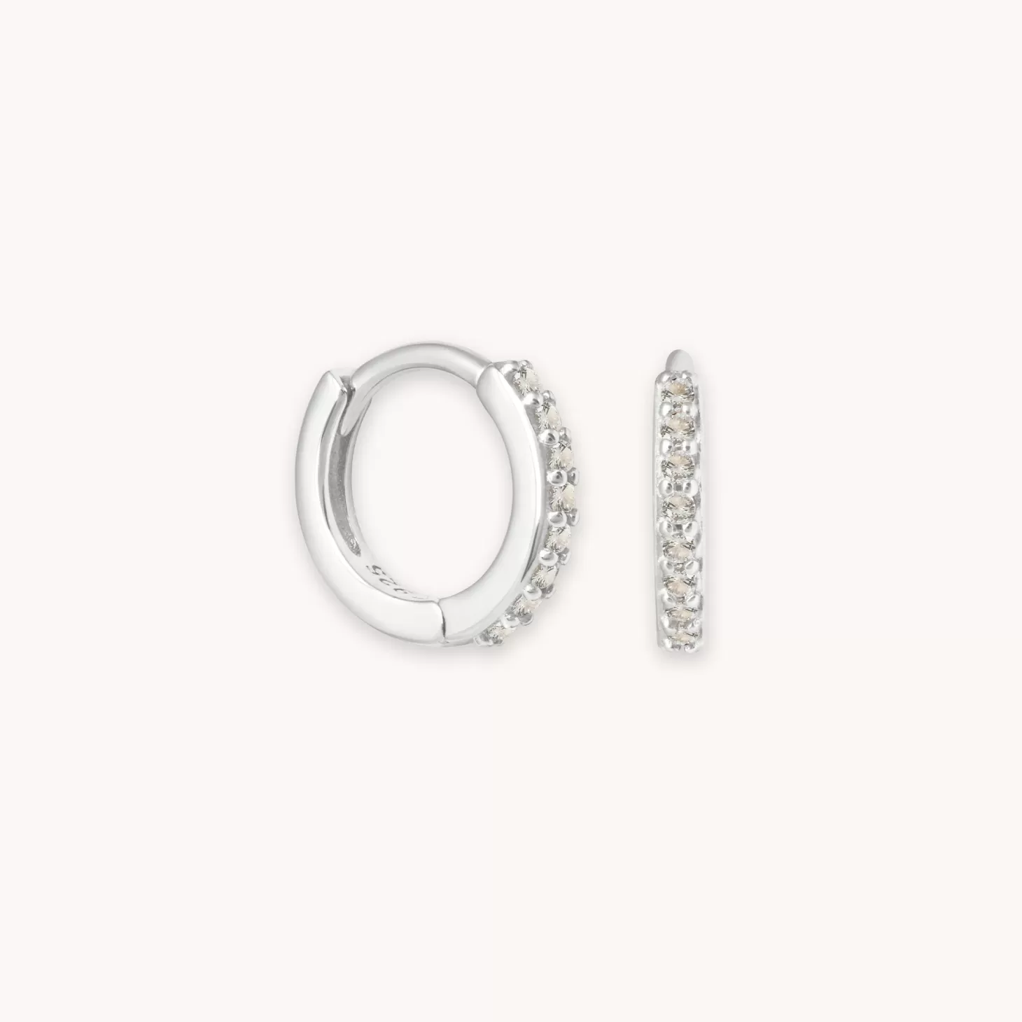 Astrid & Miyu March Birthstone Huggies In Silver With Aquamarine Cz Rhodium Plated Sterling Silver Online