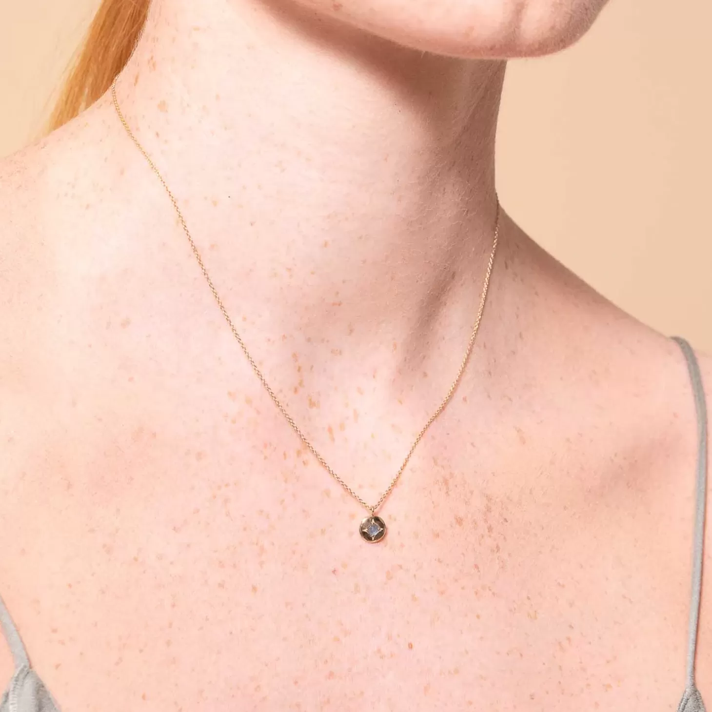 Astrid & Miyu March Birthstone Necklace In Solid Gold 14K Gold Discount