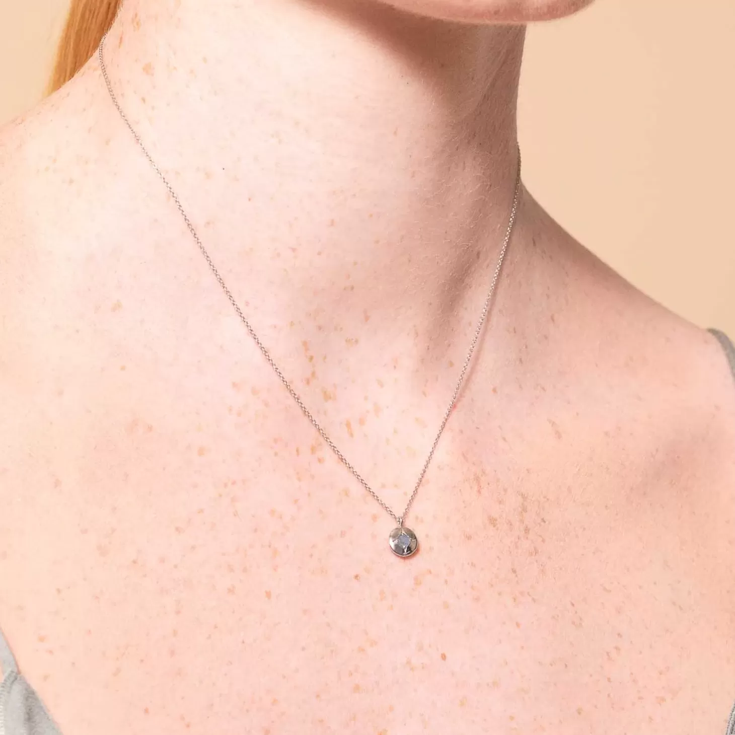 Astrid & Miyu March Birthstone Necklace In Solid White Gold 14K White Gold Clearance