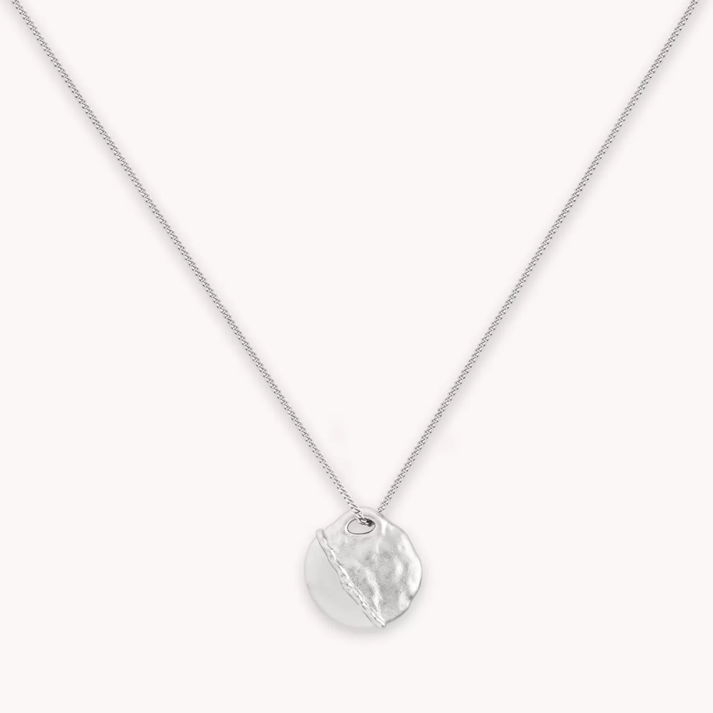 Astrid & Miyu Molten Coin Pendant Necklace In Silver Rhodium Plated Sterling Silver Best