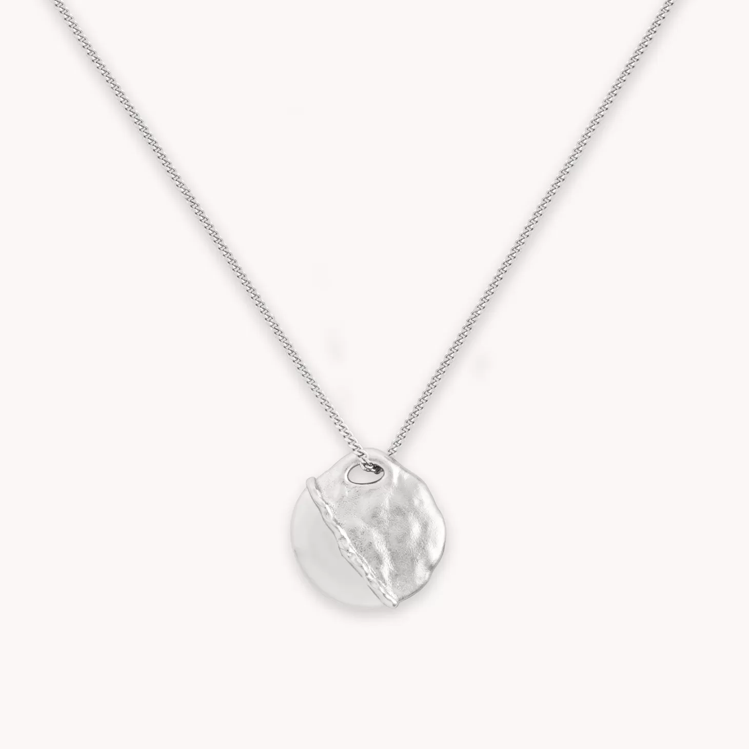 Astrid & Miyu Molten Coin Pendant Necklace In Silver Rhodium Plated Sterling Silver Best