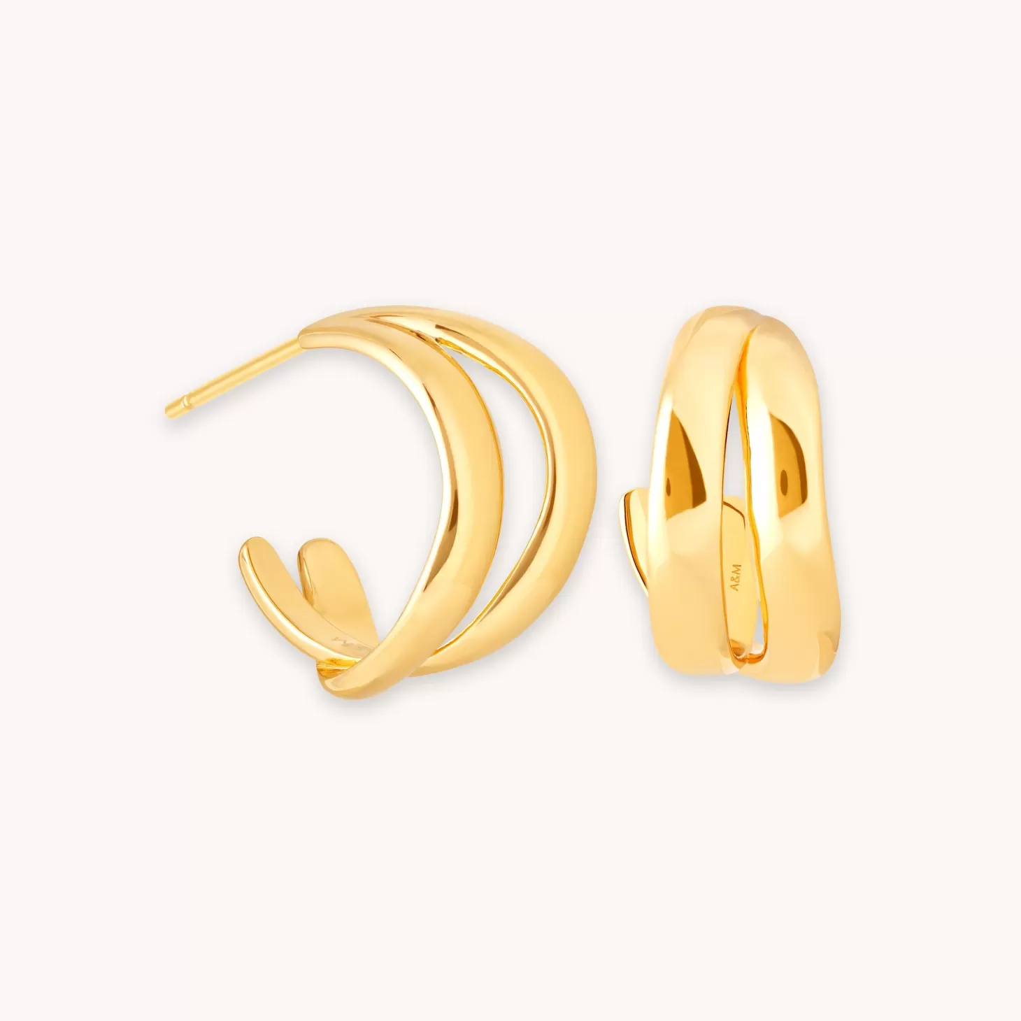 Astrid & Miyu Molten Duo Small Hoops In Gold 18K Gold Plated Best
