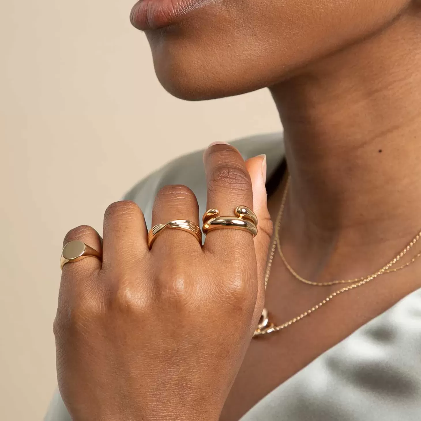 Astrid & Miyu Molten Open Ring In Gold 18K Gold Plated Recycled Sterling Silver Cheap