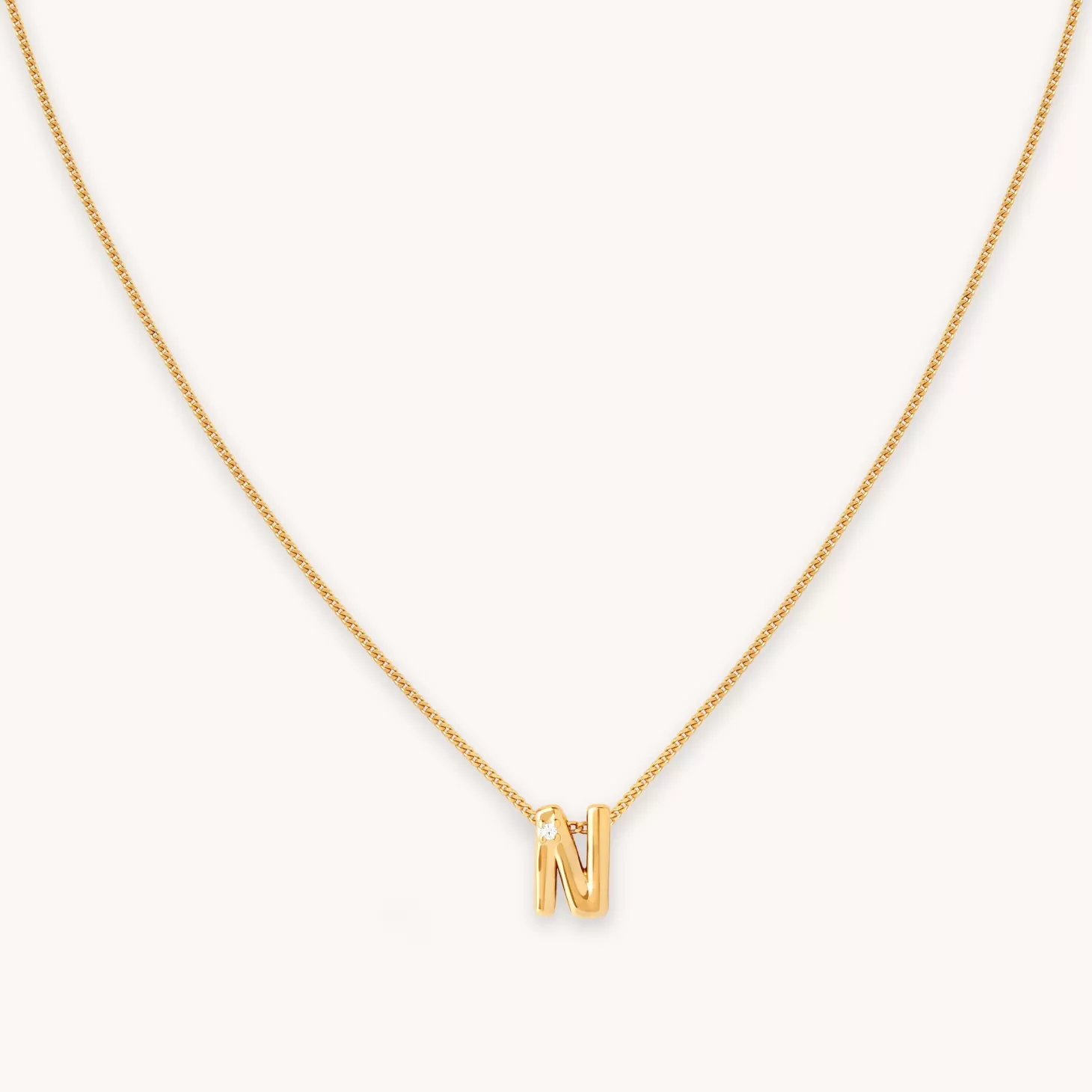 Astrid & Miyu N Initial Pendant Necklace In Gold 18K Gold Plated Sterling Silver Hot