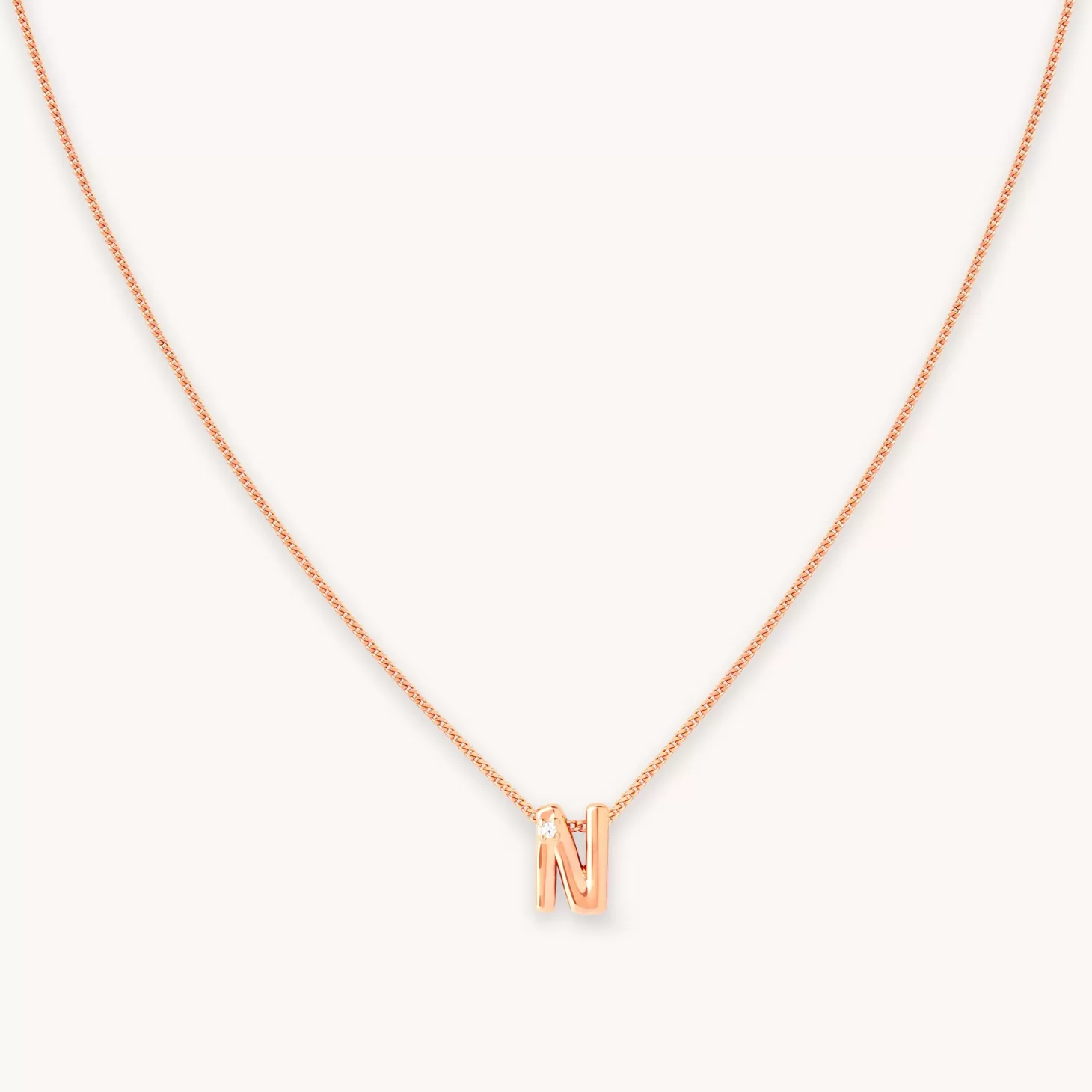Astrid & Miyu N Initial Pendant Necklace In Rose Gold 18K Rose Gold Plated Sterling Silver Clearance
