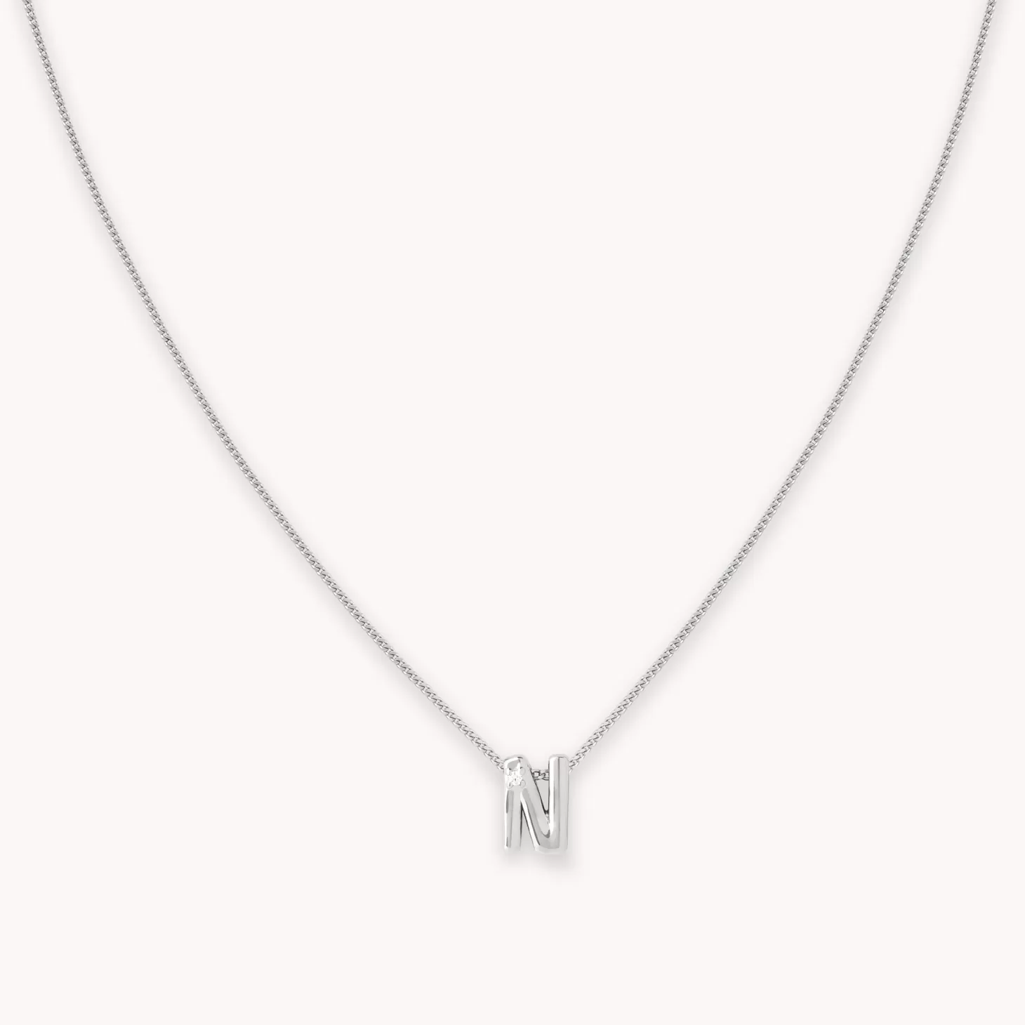 Astrid & Miyu N Initial Pendant Necklace In Silver Rhodium Plated Sterling Silver Online