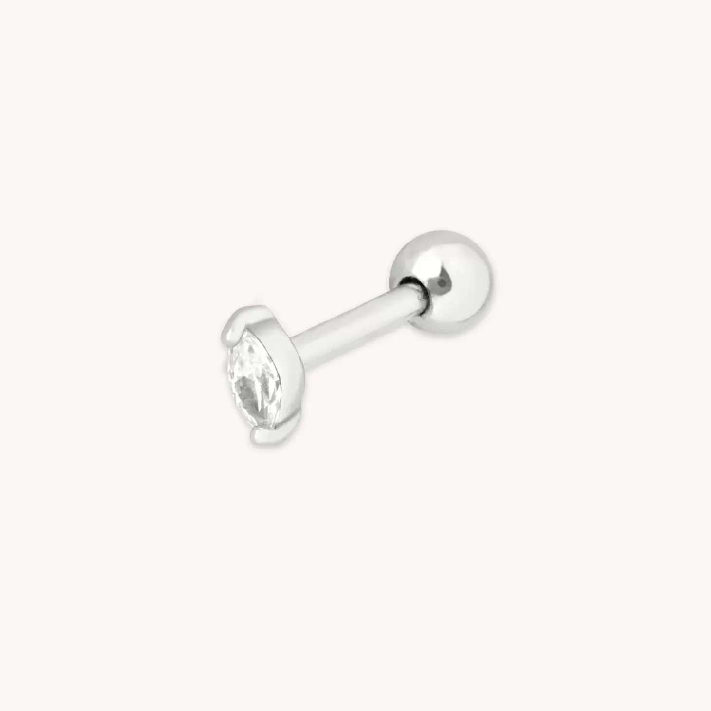 Astrid & Miyu Navette Crystal Barbell In Silver Rhodium Plated Sterling Silver Best