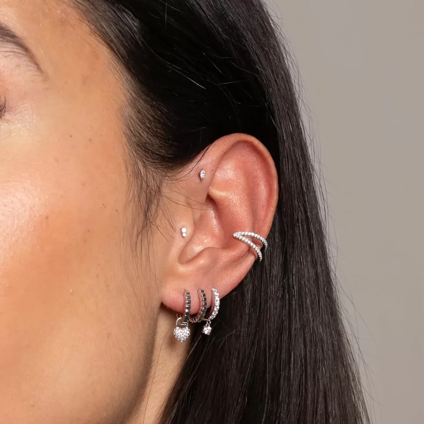 Astrid & Miyu Navette Crystal Barbell In Silver Rhodium Plated Sterling Silver Best