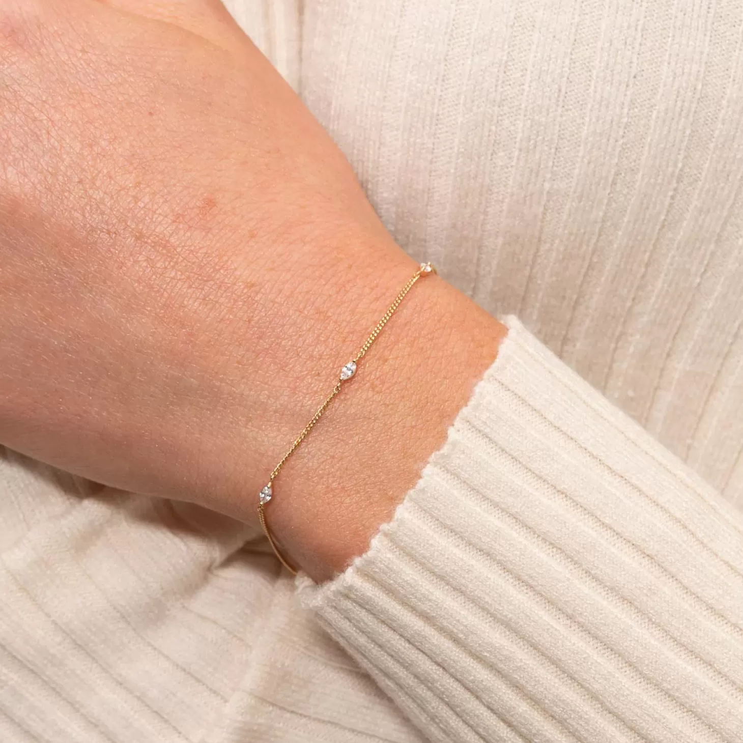 Astrid & Miyu Navette Crystal Bracelet In Gold 18K Gold Plated Sterling Silver Shop