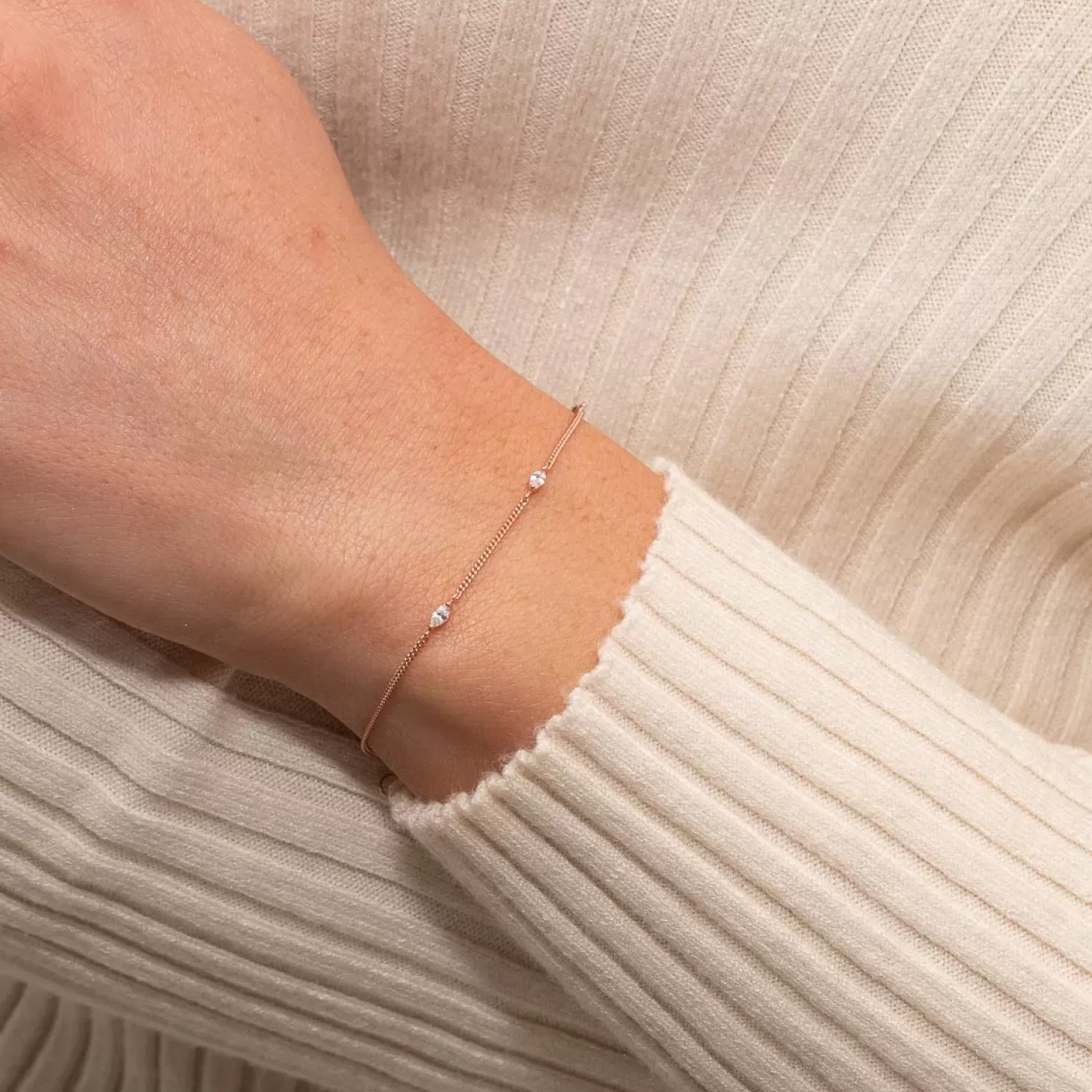 Astrid & Miyu Navette Crystal Bracelet In Rose Gold 18K Rose Gold Plated Sterling Silver Clearance