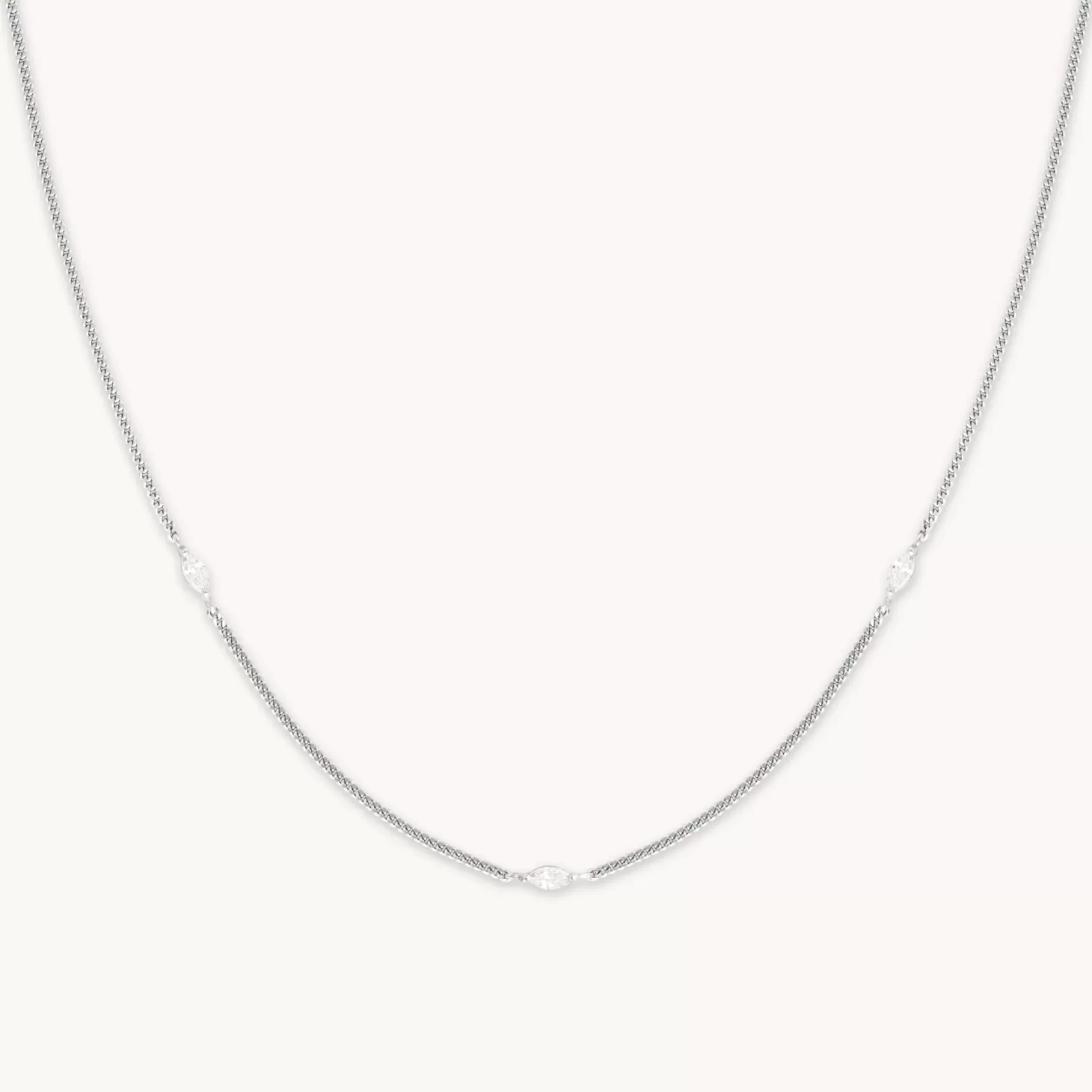 Astrid & Miyu Navette Crystal Necklace In Silver Rhodium Plated Sterling Silver Sale