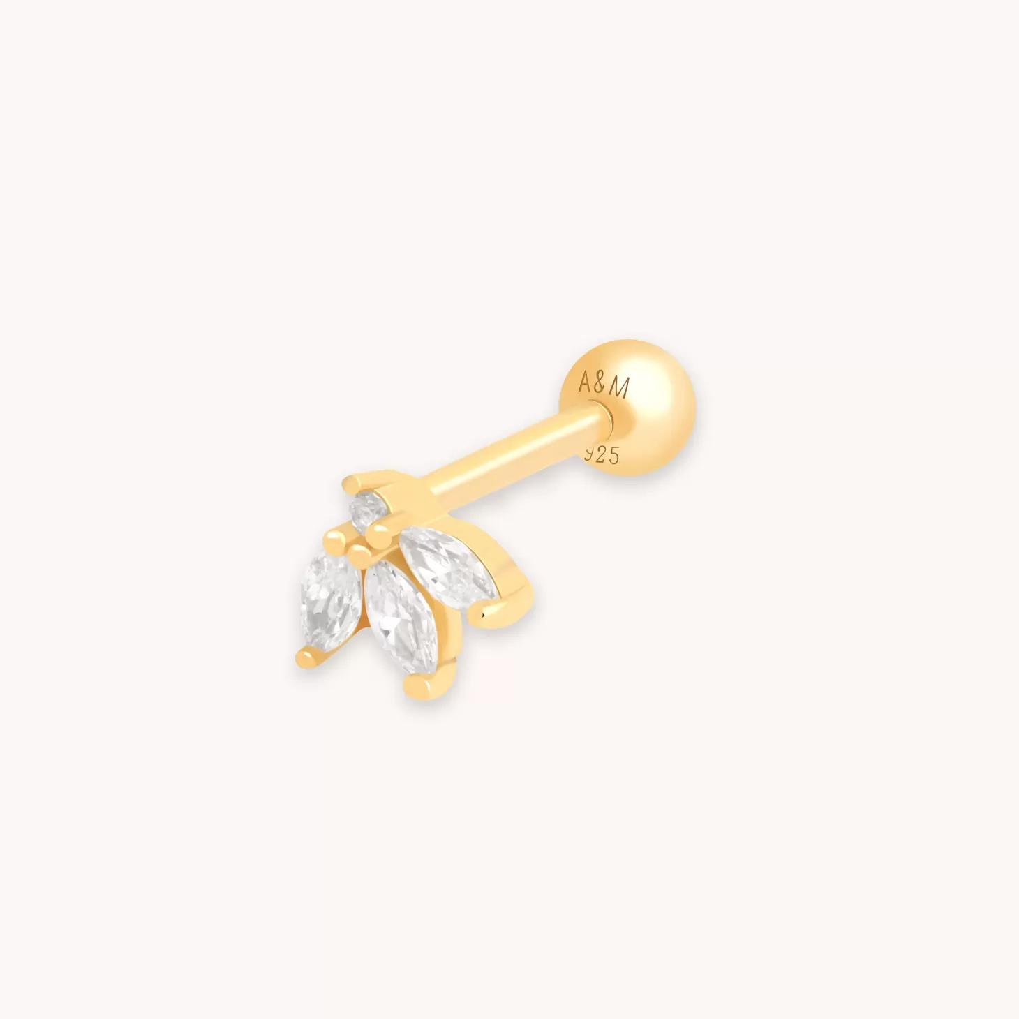 Astrid & Miyu Navette Fan Barbell Earring In Gold 18K Gold Plated Sterling Silver Cheap