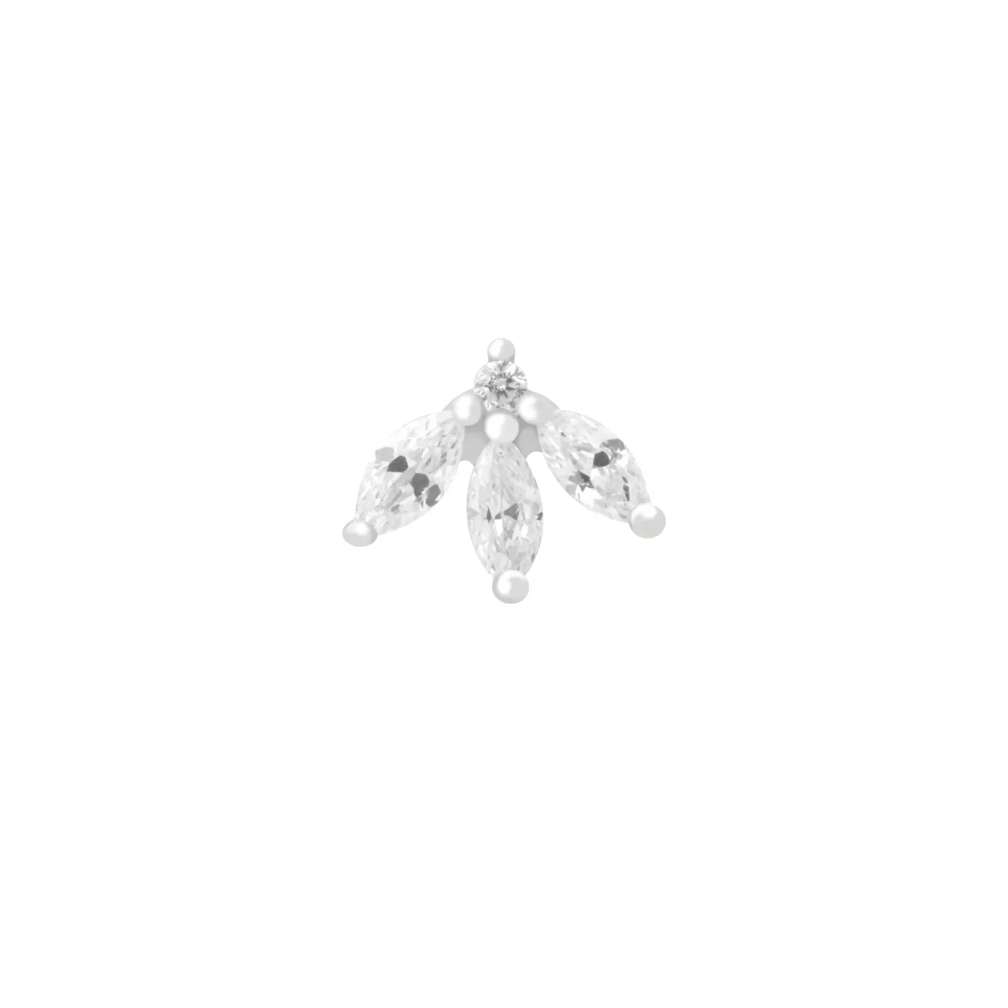 Astrid & Miyu Navette Fan Barbell Earring In Silver Rhodium Plated Sterling Silver Best Sale