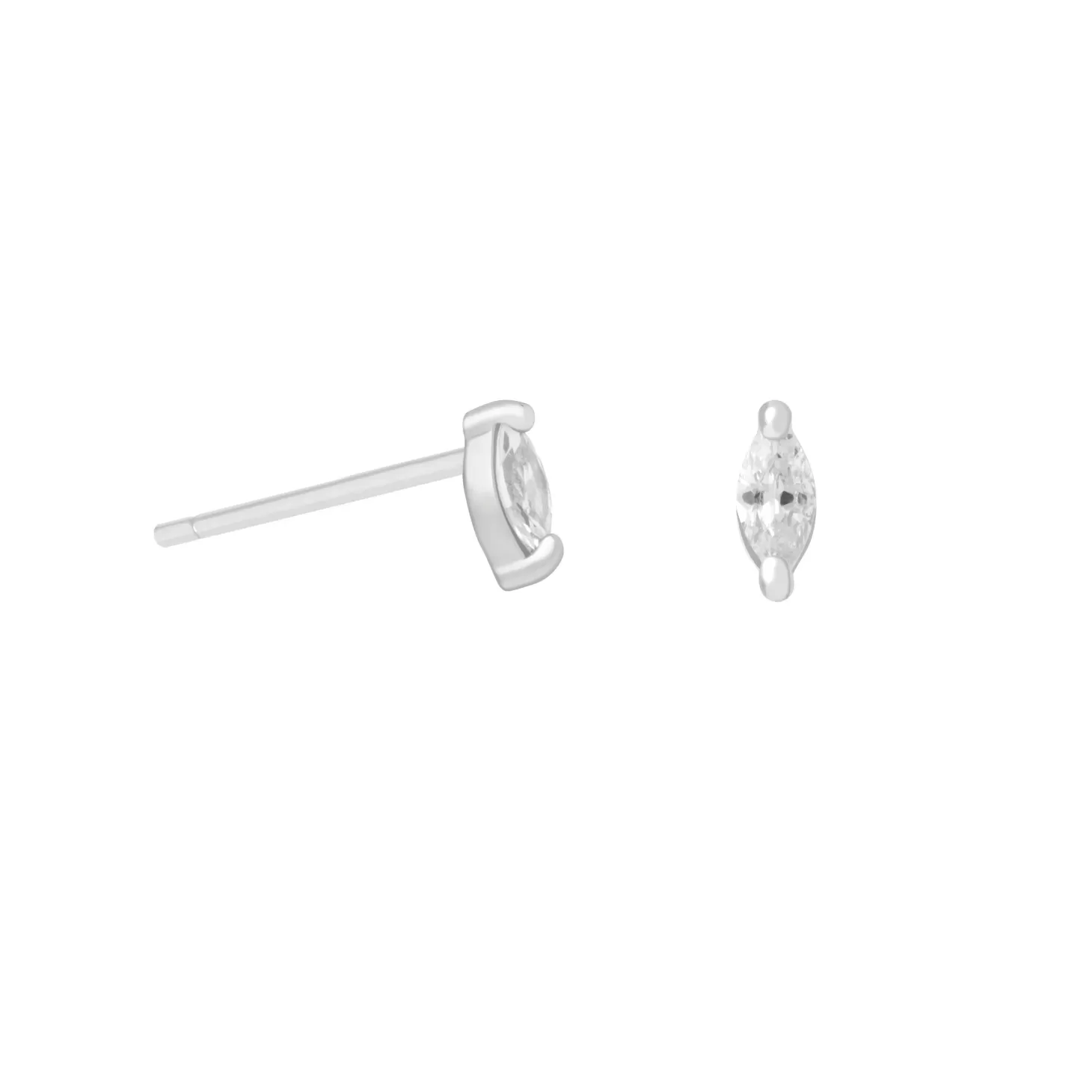 Astrid & Miyu Navette Gem Stud Earrings In Silver Rhodium Plated Sterling Silver Best Sale