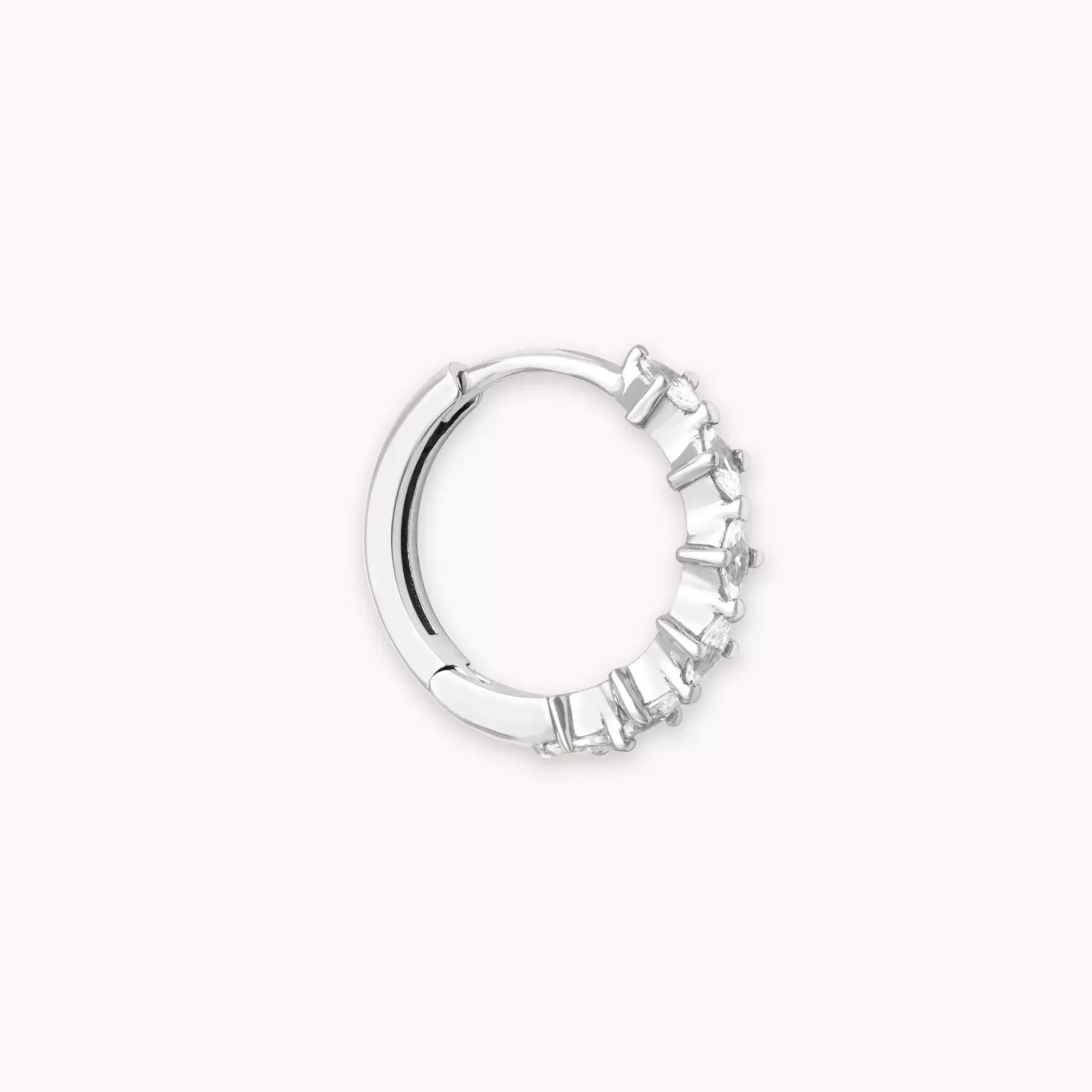 Astrid & Miyu Navette Hoop 11.5Mm In Silver Rhodium Plated Sterling Silver Store