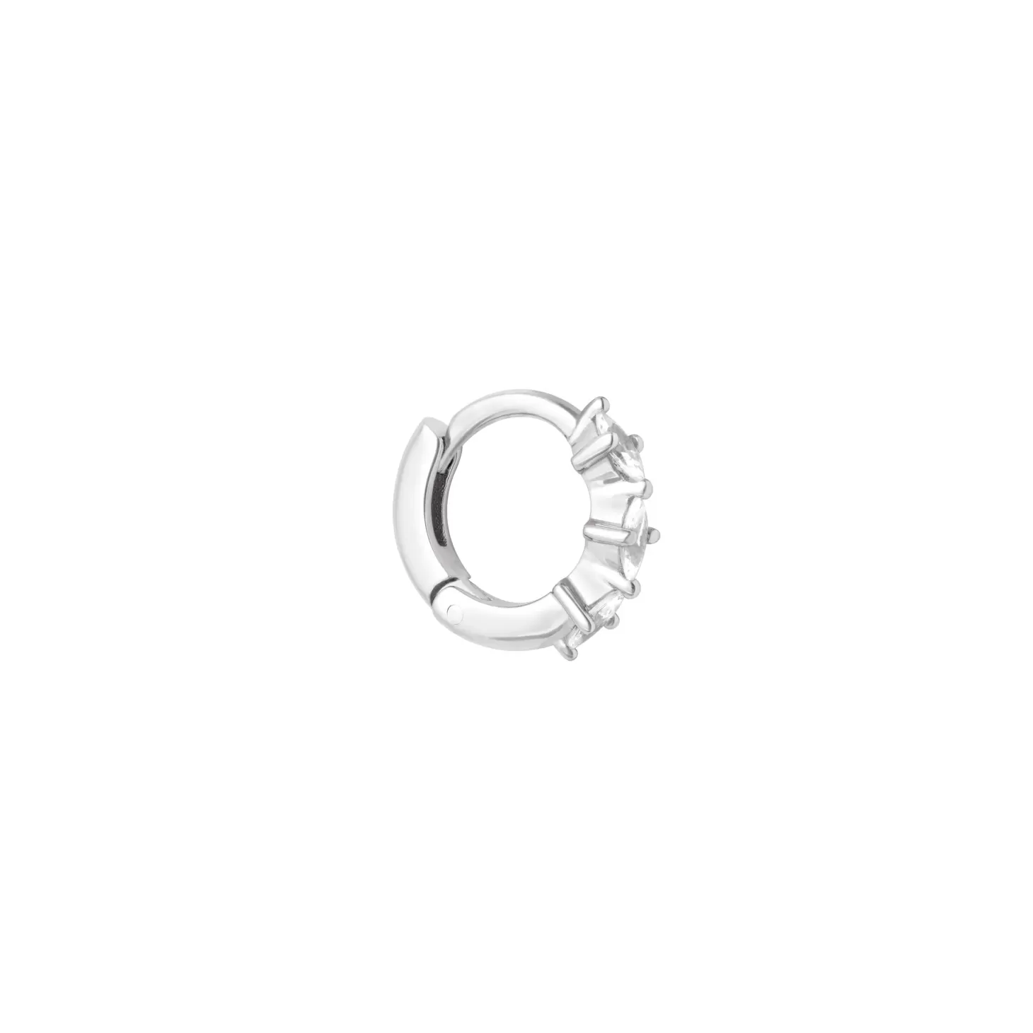 Astrid & Miyu Navette Hoop 6.5Mm In Silver Rhodium Plated Sterling Silver Fashion