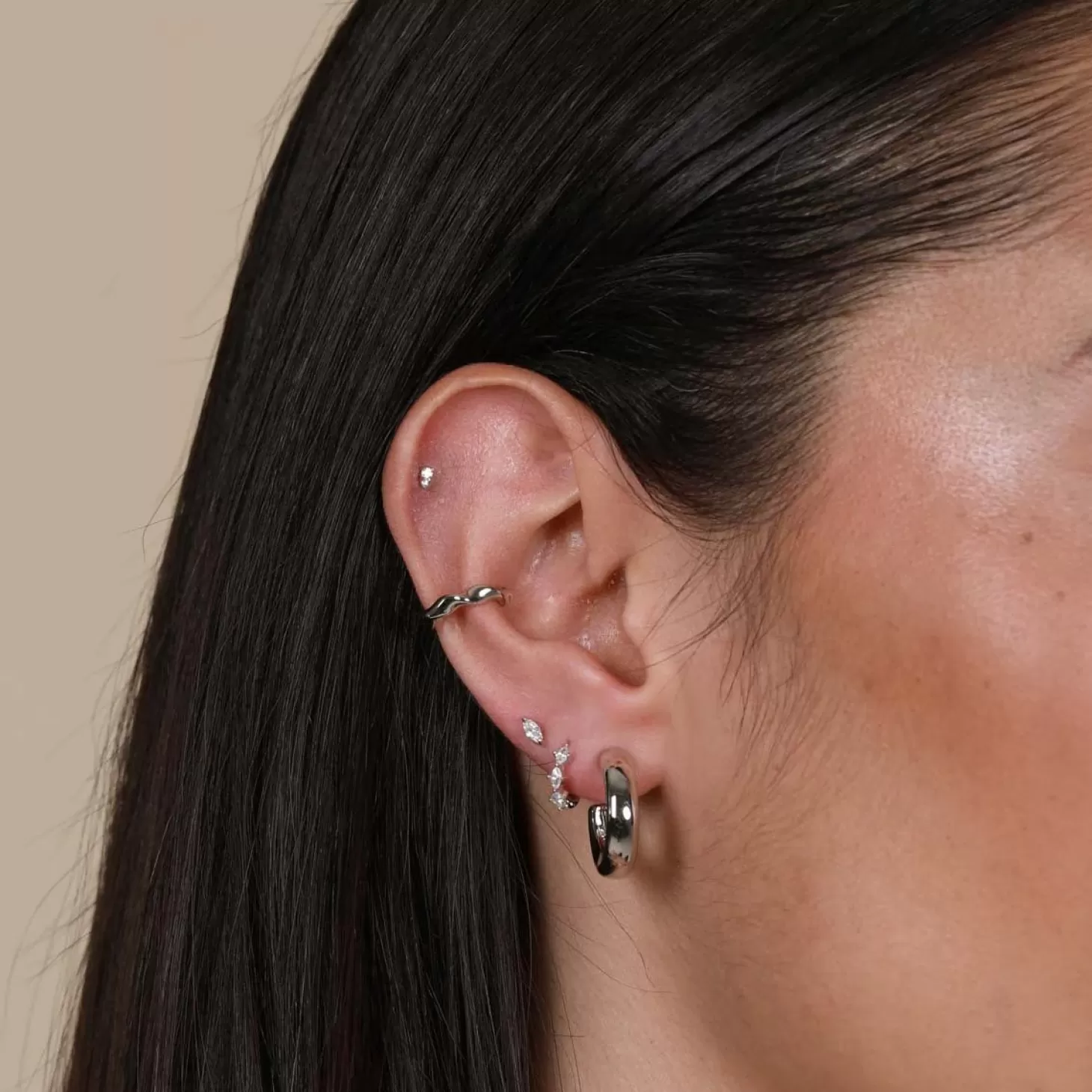 Astrid & Miyu Navette Hoop 8Mm In Silver Rhodium Plated Sterling Silver Online