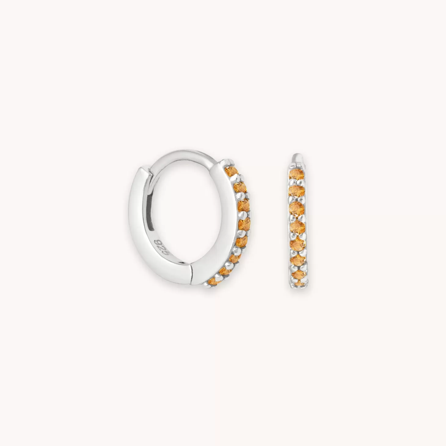 Astrid & Miyu November Birthstone Huggies In Silver With Citrine Cz Rhodium Plated Sterling Silver Flash Sale