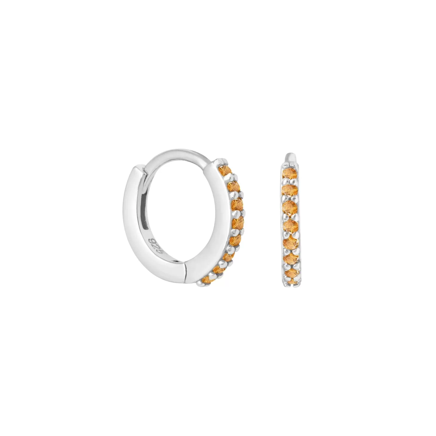 Astrid & Miyu November Birthstone Huggies In Silver With Citrine Cz Rhodium Plated Sterling Silver Flash Sale