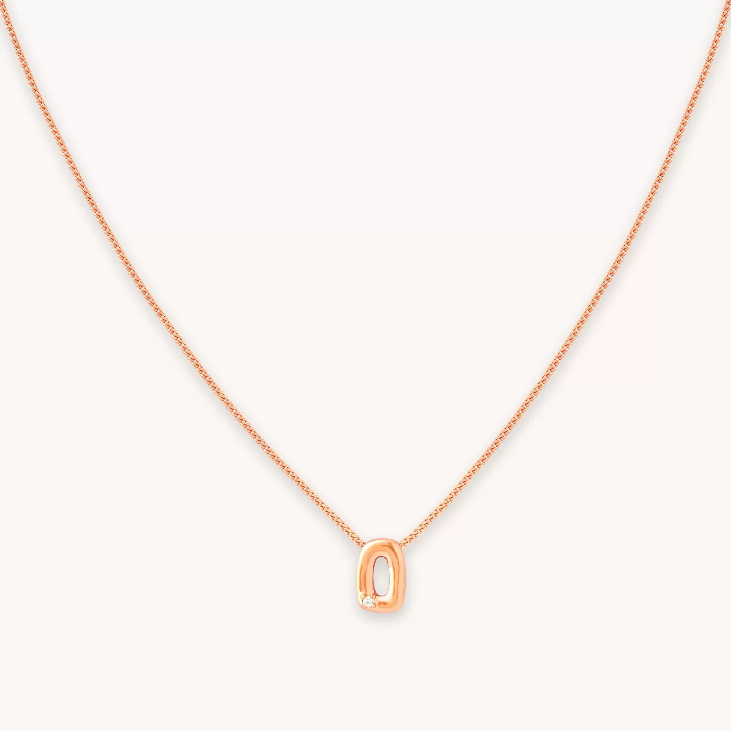 Astrid & Miyu O Initial Pendant Necklace In Rose Gold 18K Rose Gold Plated Sterling Silver Store