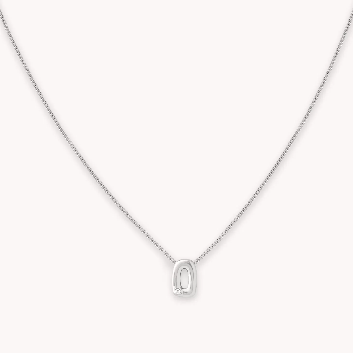 Astrid & Miyu O Initial Pendant Necklace In Silver Rhodium Plated Sterling Silver Store