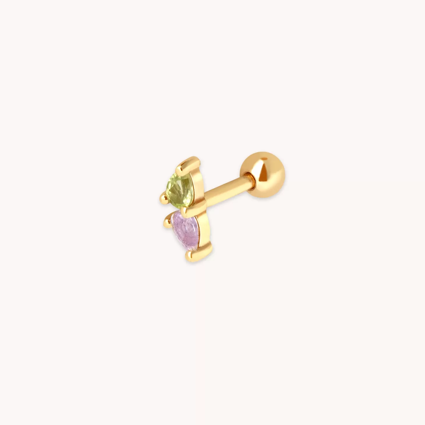 Astrid & Miyu Olivine & Amethyst Barbell In Gold 18K Gold Plated Sterling Silver Best Sale