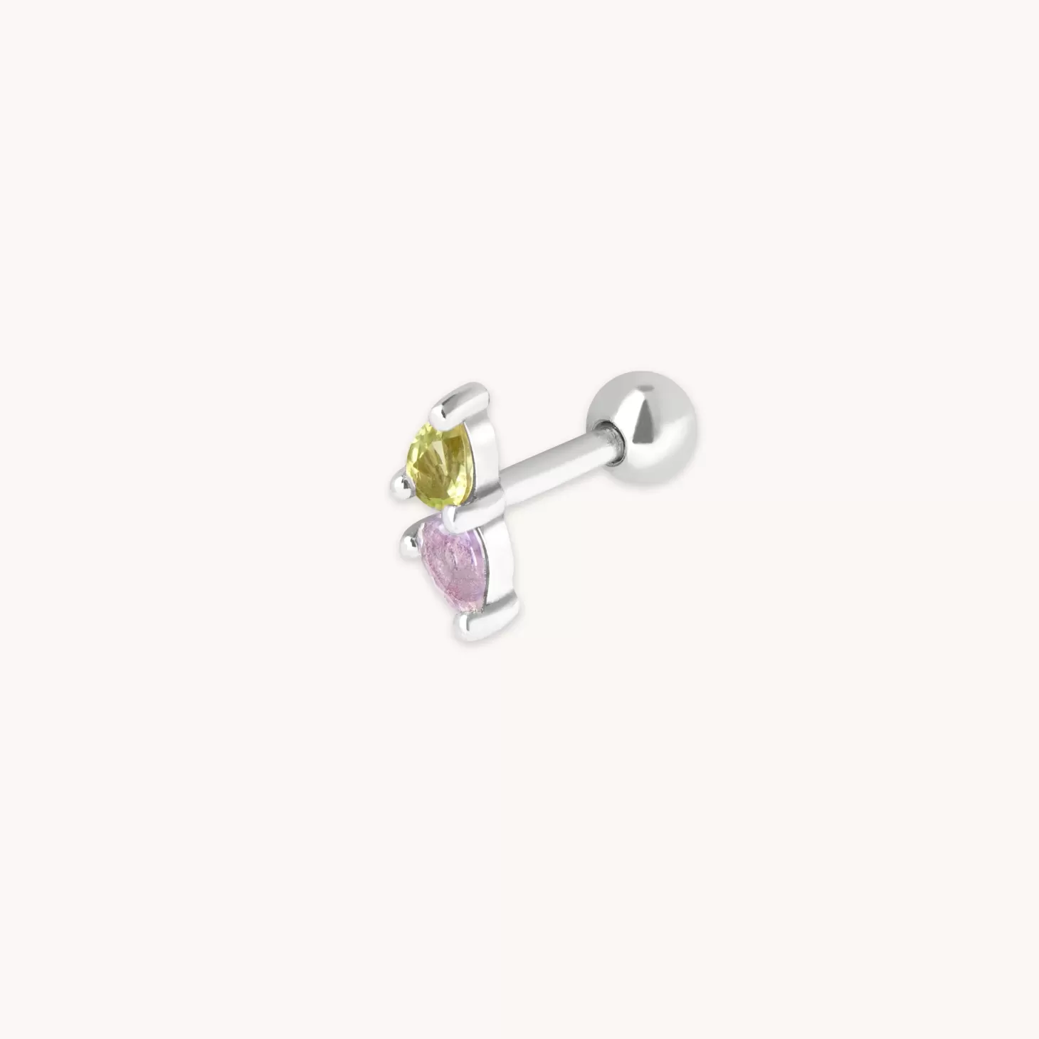 Astrid & Miyu Olivine & Amethyst Barbell In Silver Rhodium Plated Sterling Silver Best Sale