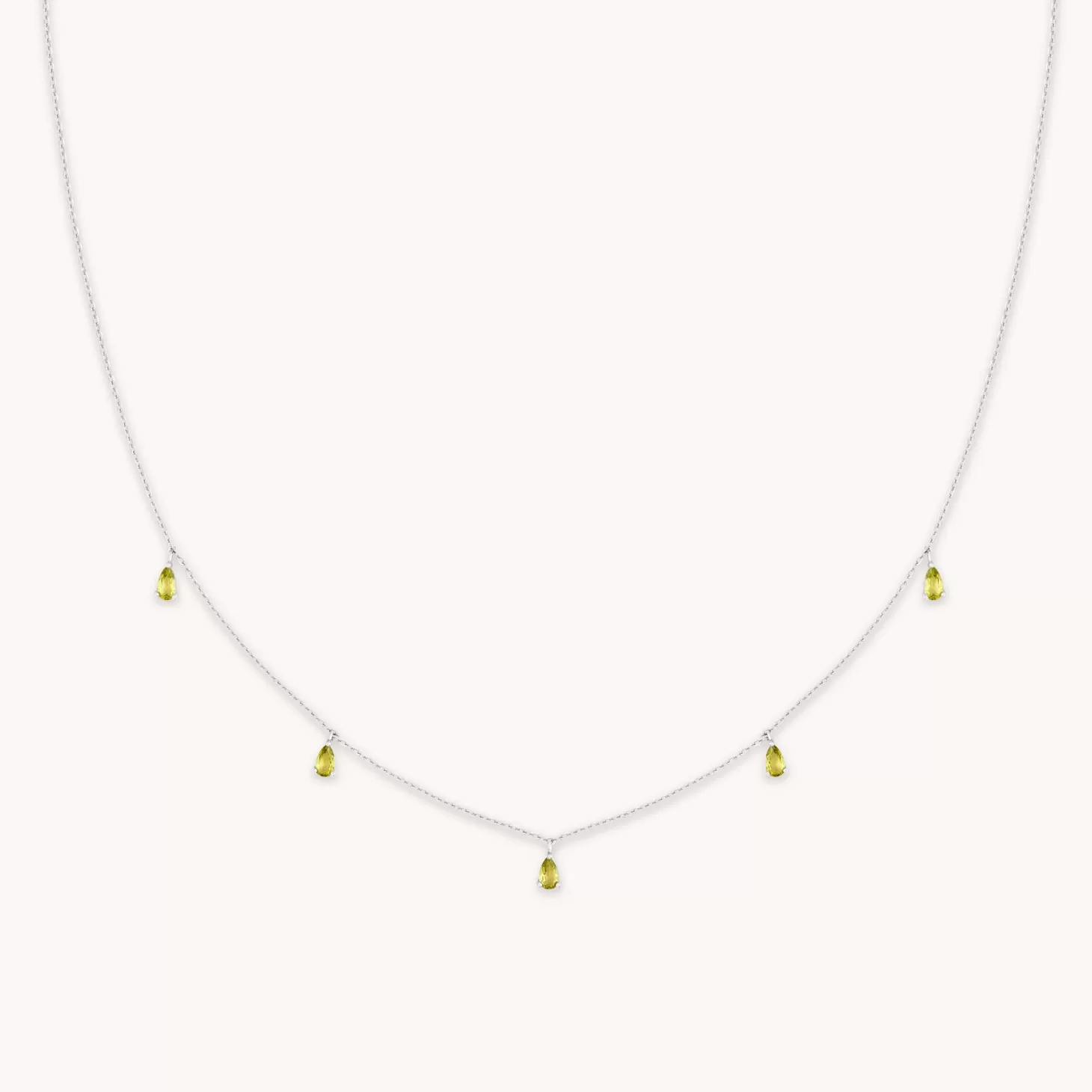 Astrid & Miyu Olivine Charm Necklace In Silver Rhodium Plated Sterling Silver New